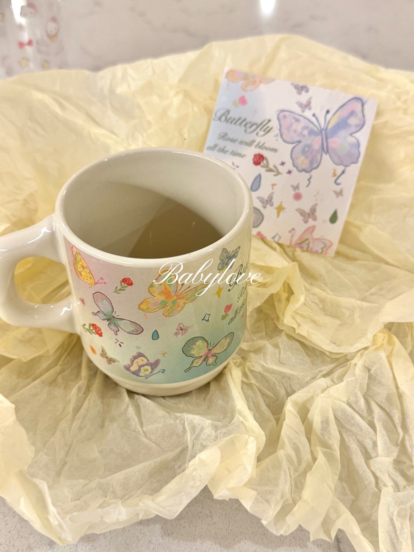 Gradient Butterfly Ceramic Mug – Sunshine Yellow
