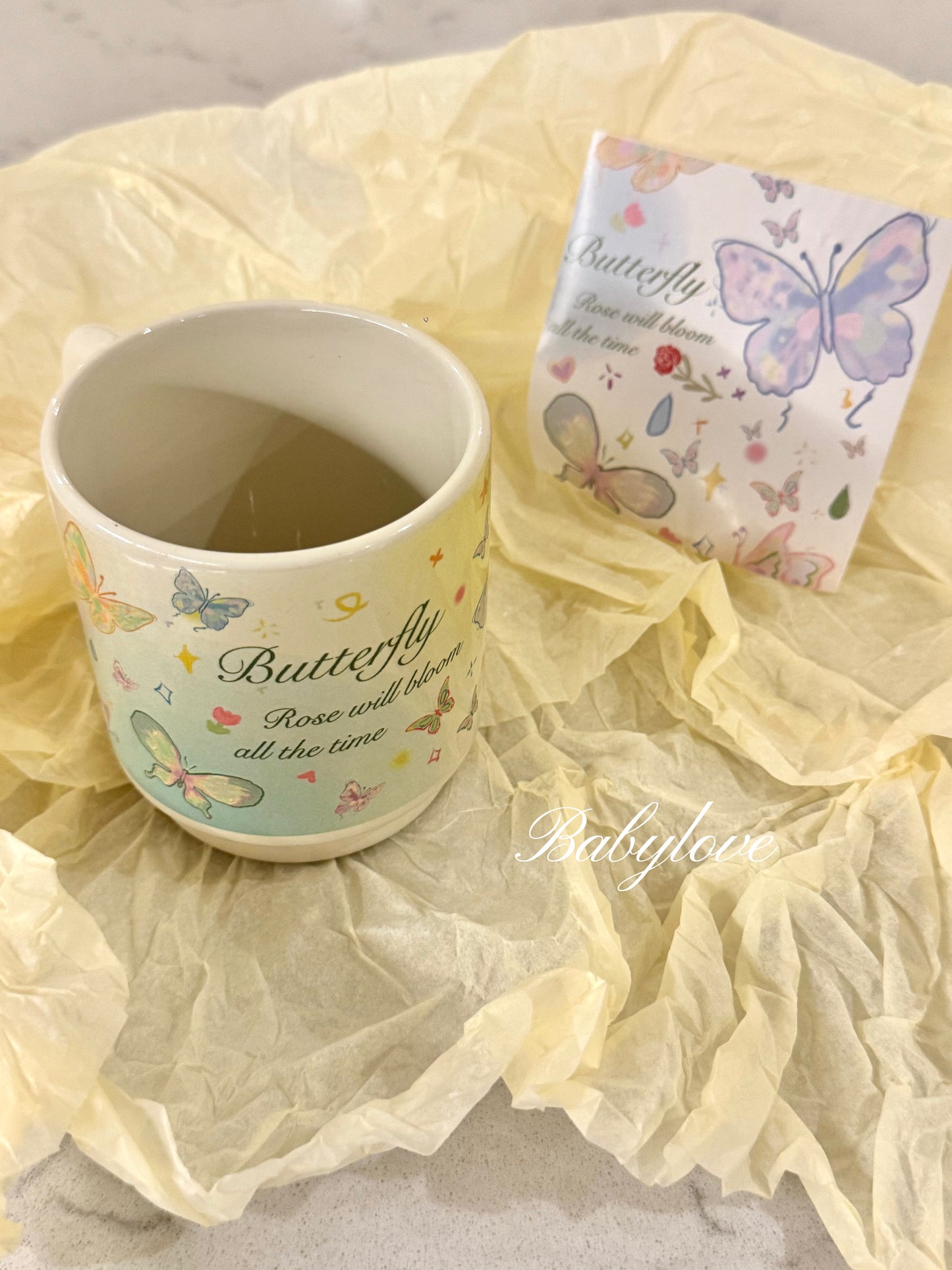 Gradient Butterfly Ceramic Mug – Sunshine Yellow