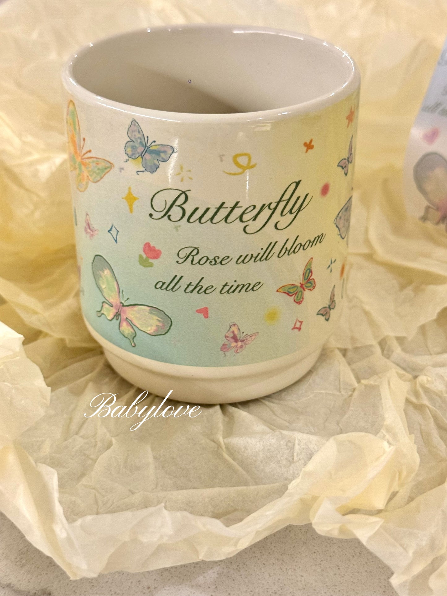 Gradient Butterfly Ceramic Mug – Sunshine Yellow