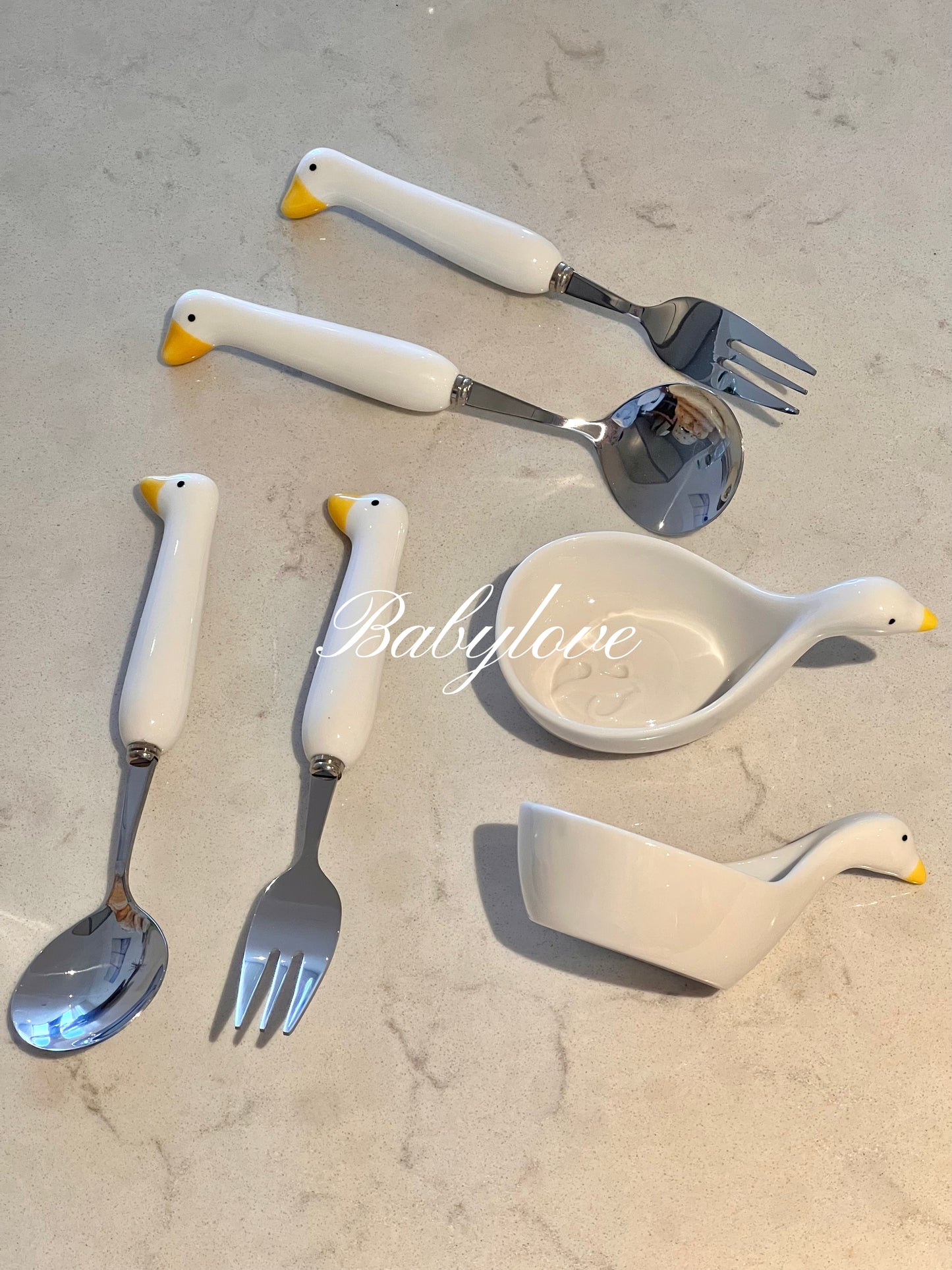 Goose Ceramic & Stainless Steel Cutlery Set 🦢✨