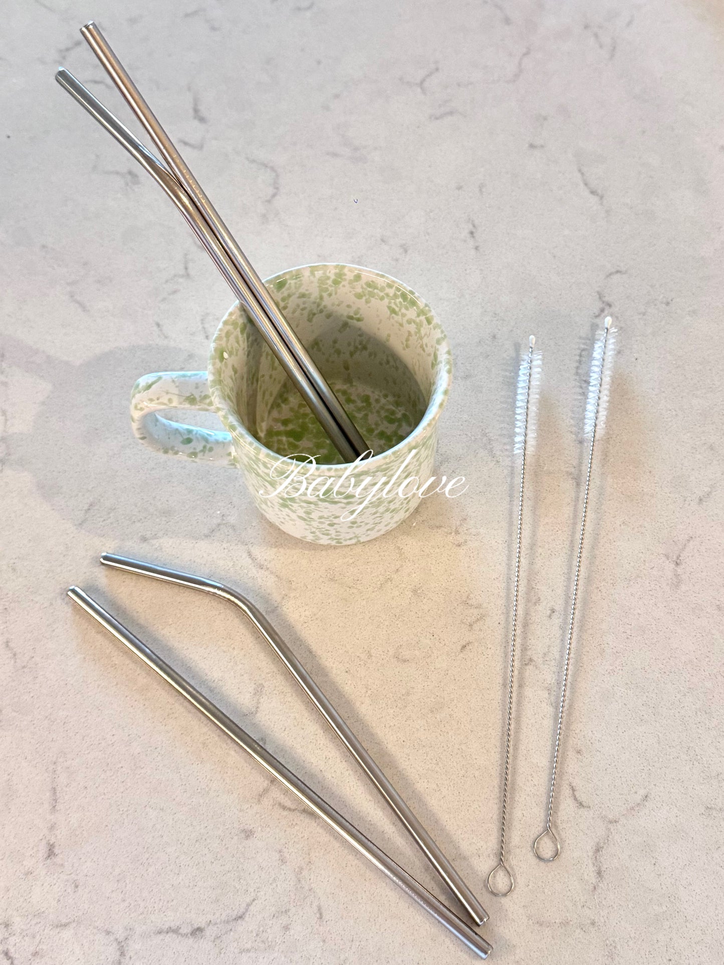 🌿 Stainless Steel Reusable Straw Set with Cleaning Brushes