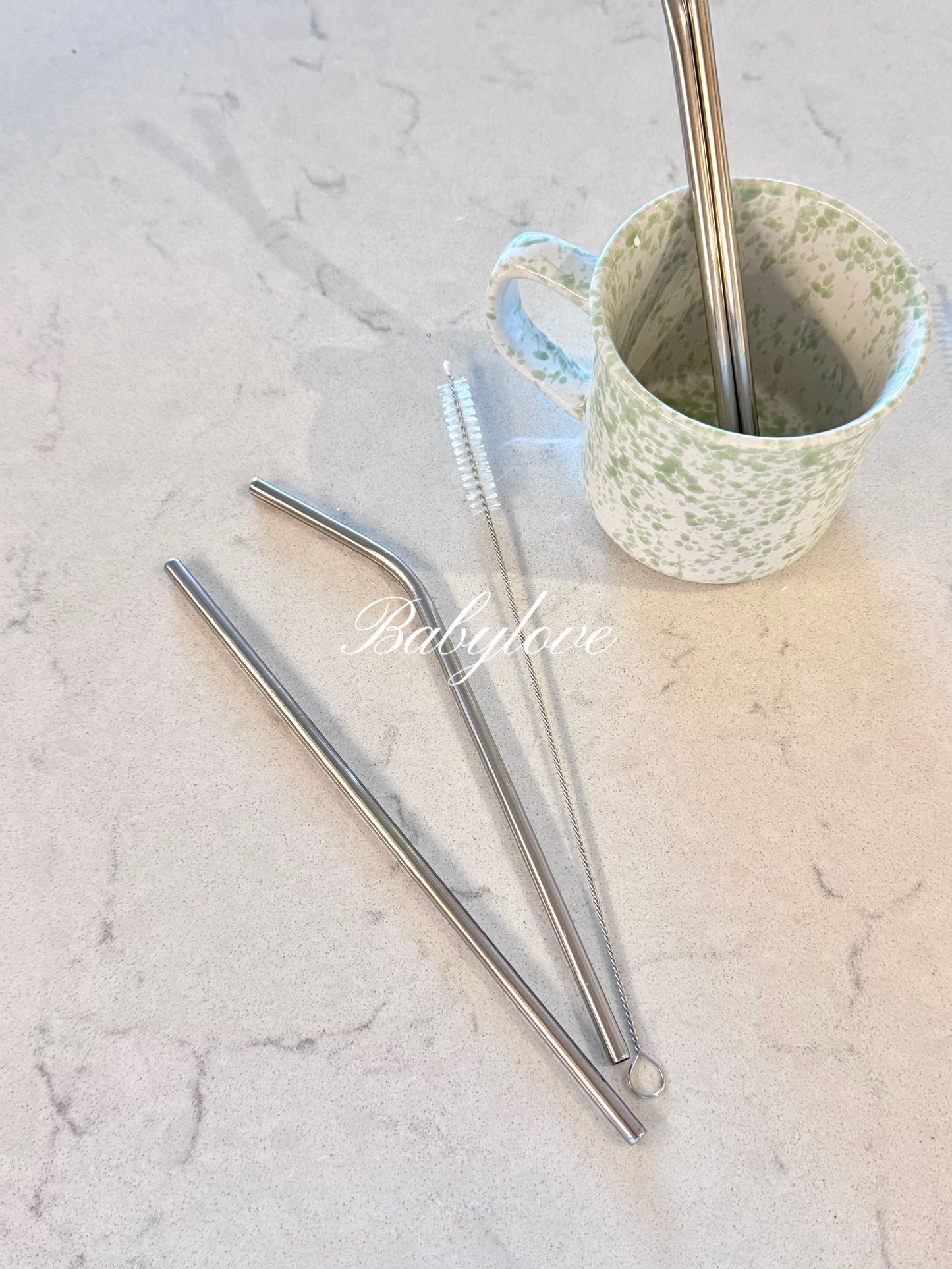 🌿 Stainless Steel Reusable Straw Set with Cleaning Brushes