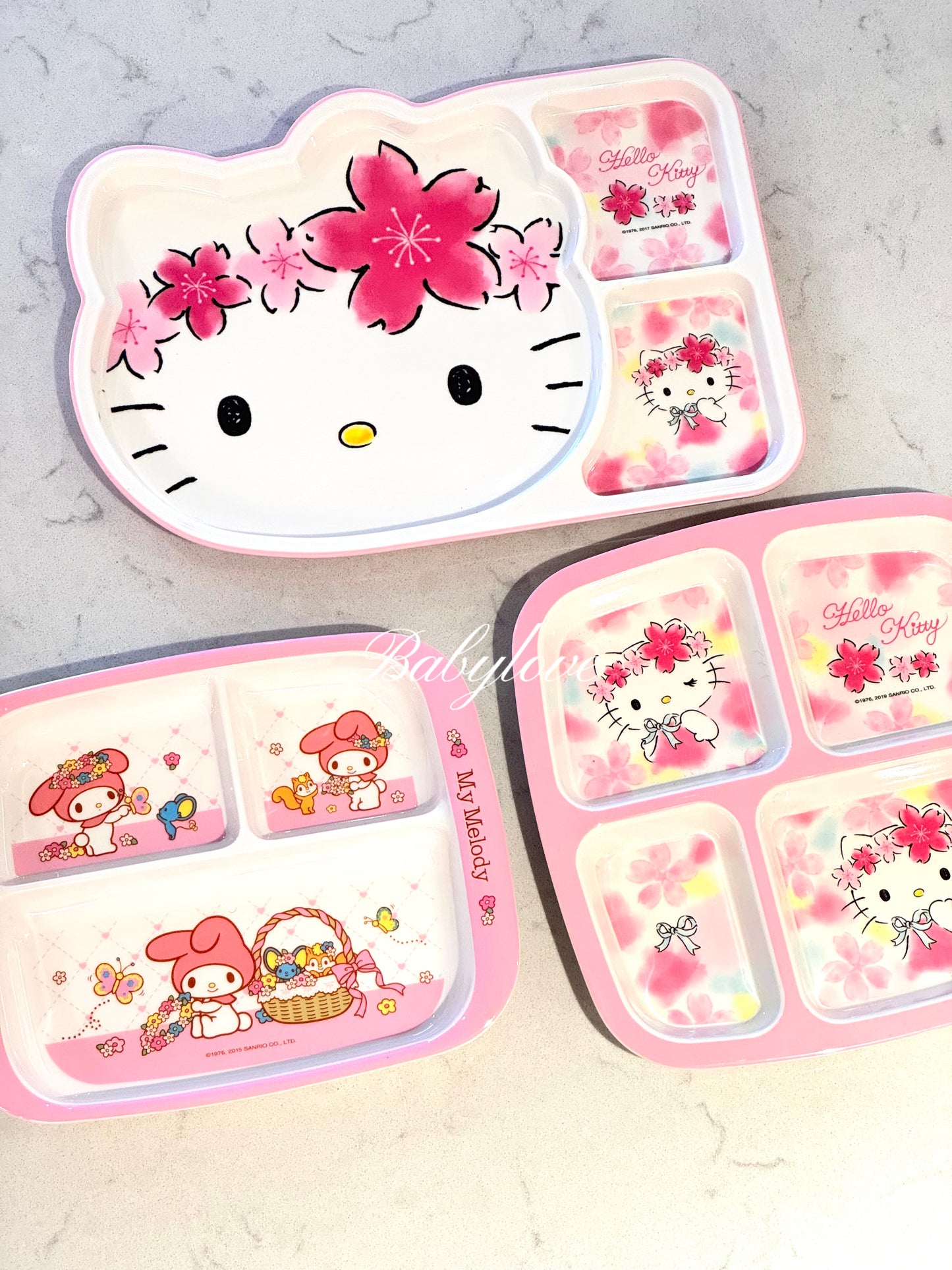 Cute Sanrio Compartment Plate – Hello Kitty & My Melody | Food-Grade Resin