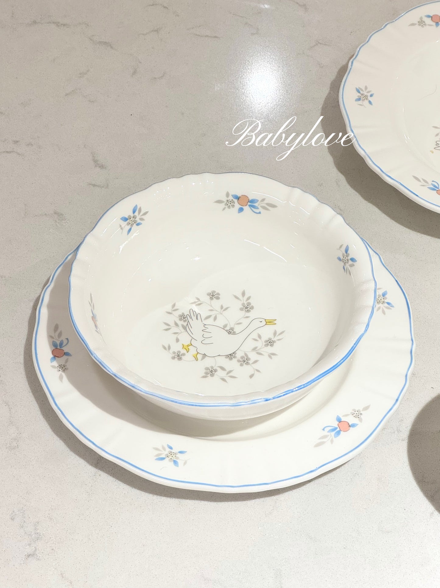 Goose and Floral Ceramic Tableware Set