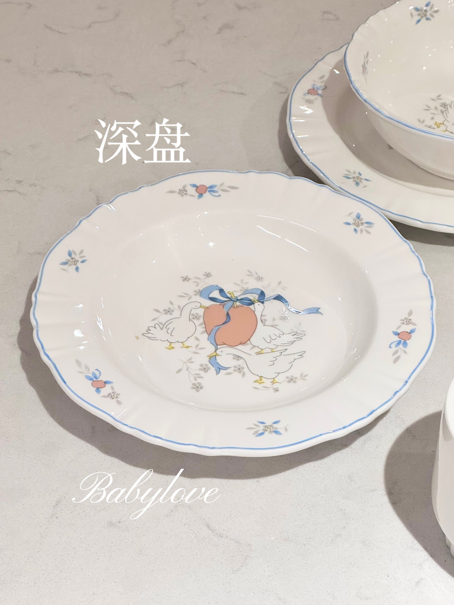 Goose and Floral Ceramic Tableware Set