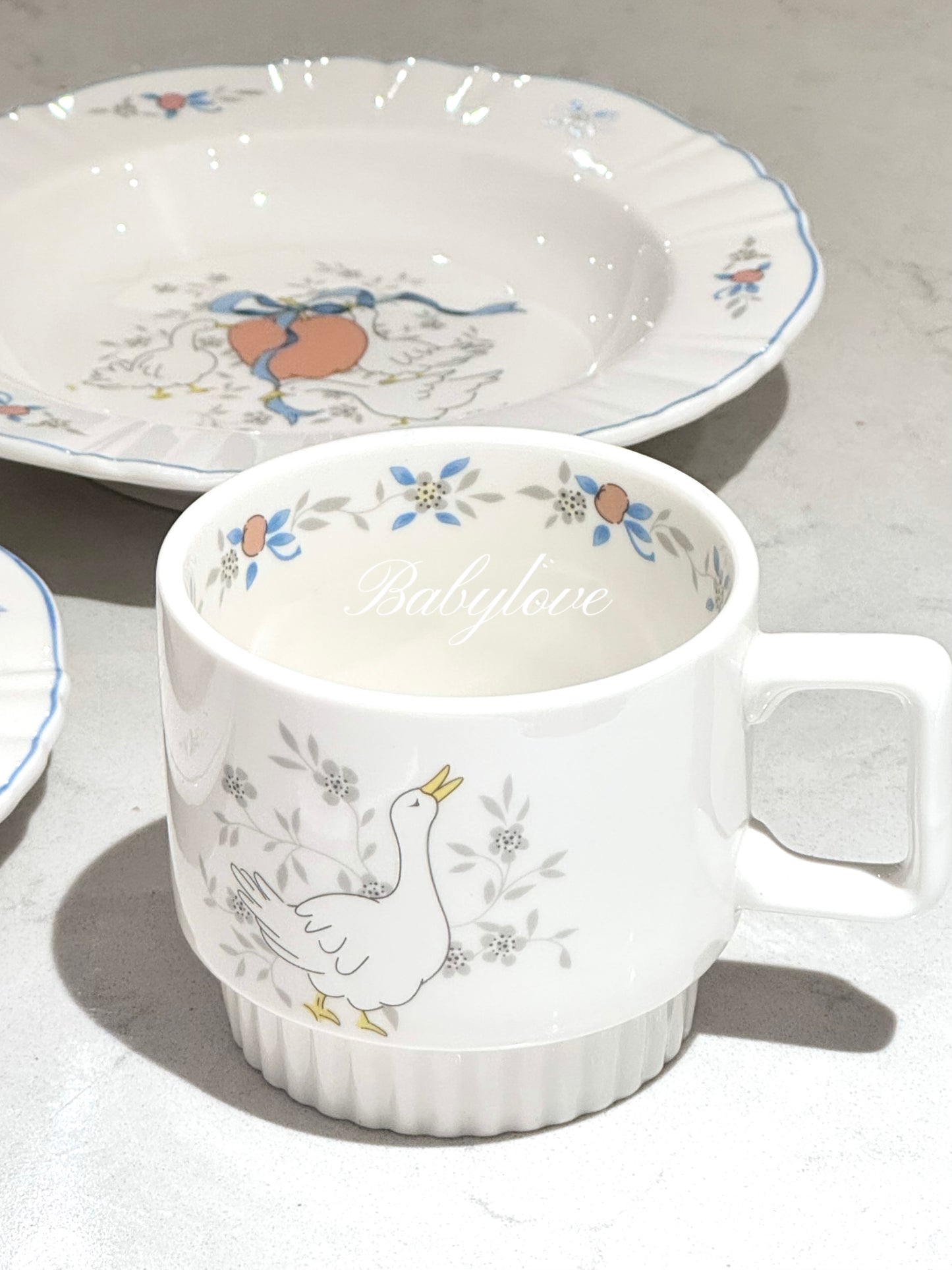 Goose and Floral Ceramic Tableware Set