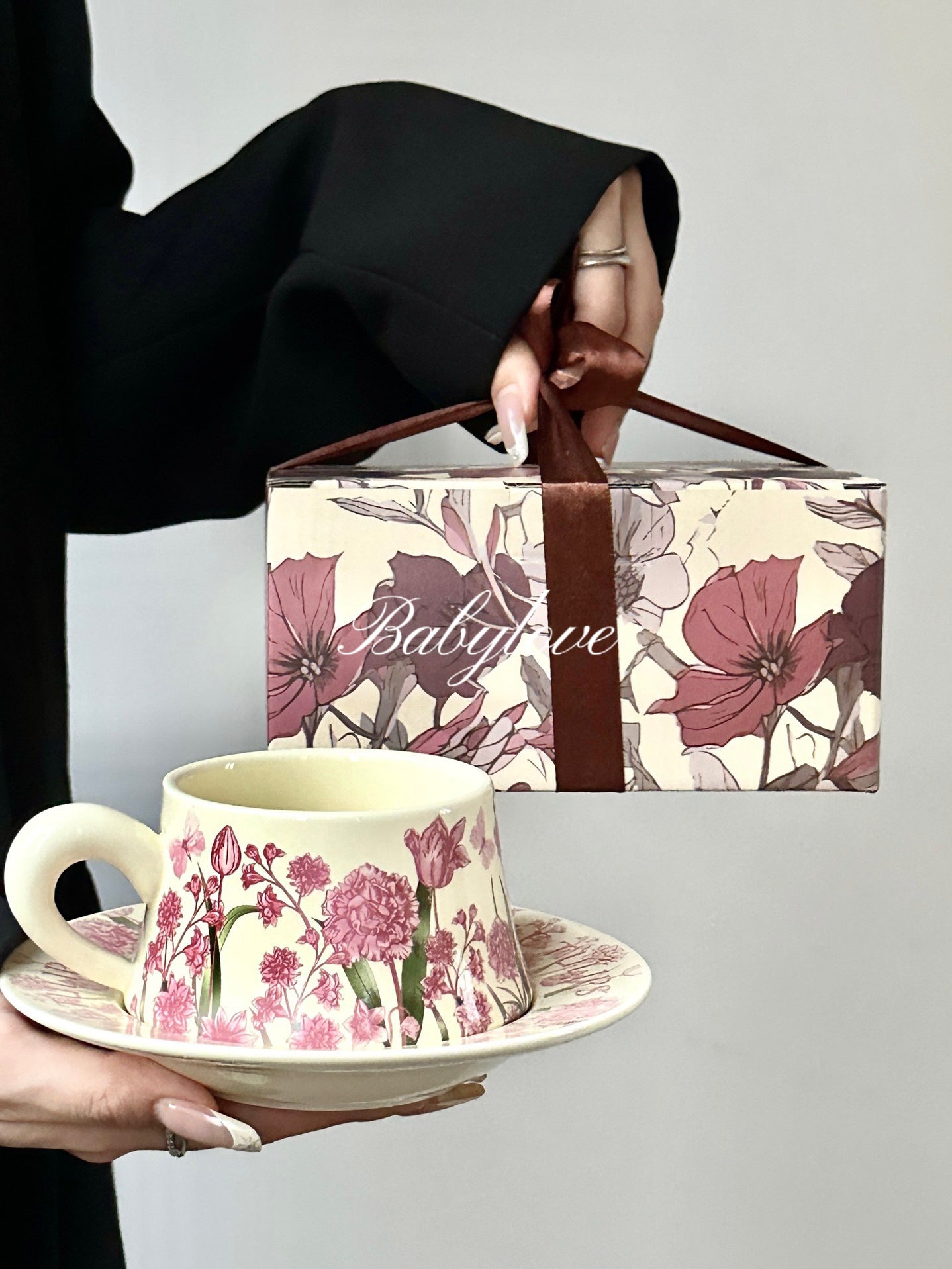 Floral Ceramic Cup & Saucer Gift Set with Elegant Box 🌸🎁