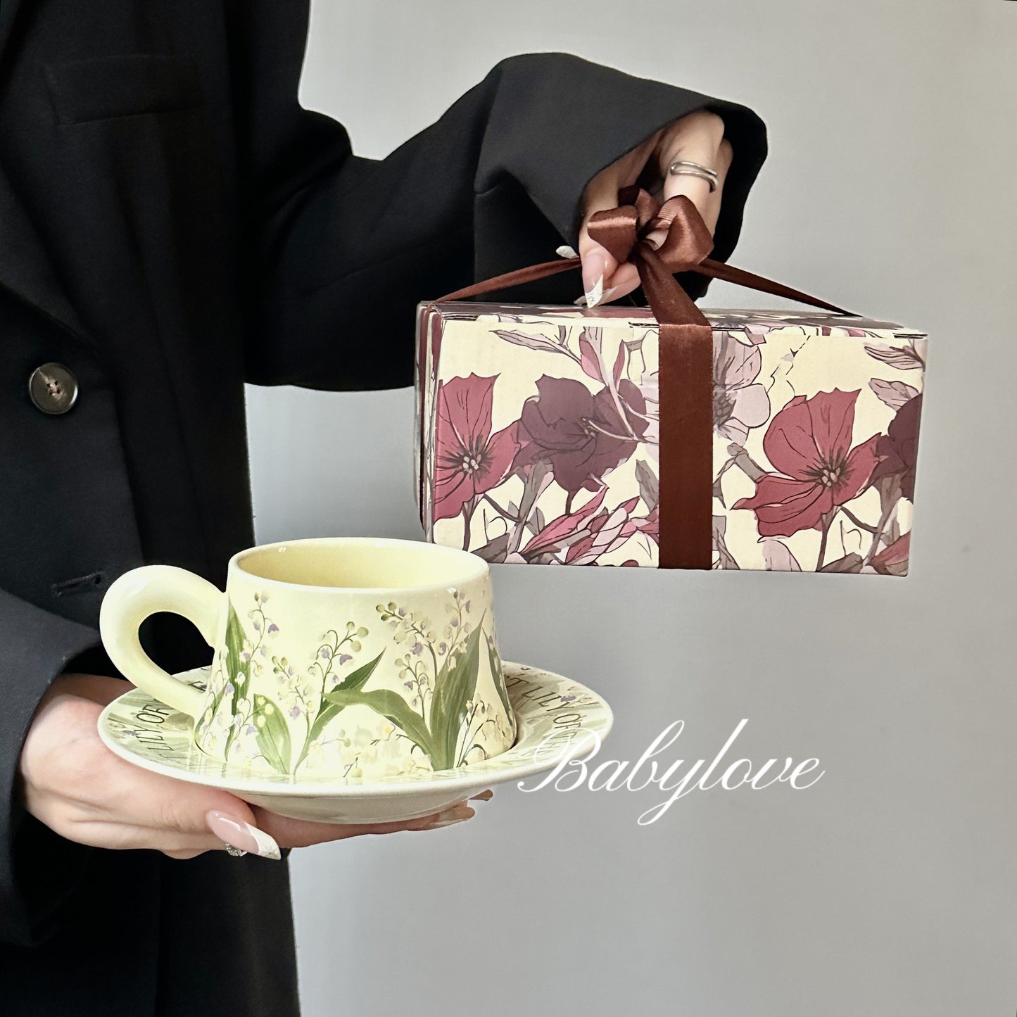 Floral Ceramic Cup & Saucer Gift Set with Elegant Box 🌸🎁