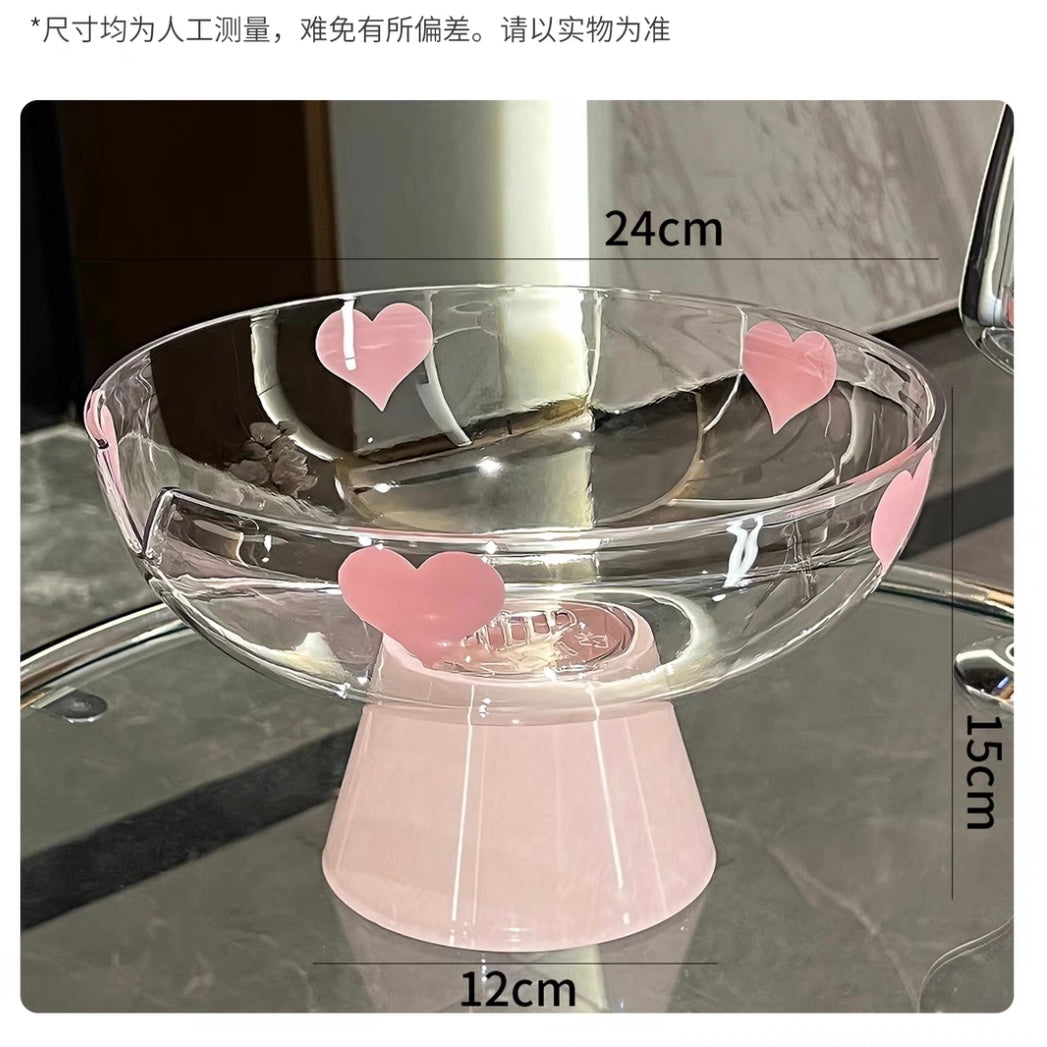💖 Pink Heart Plastic Fruit Basket – Drainable Stand Design