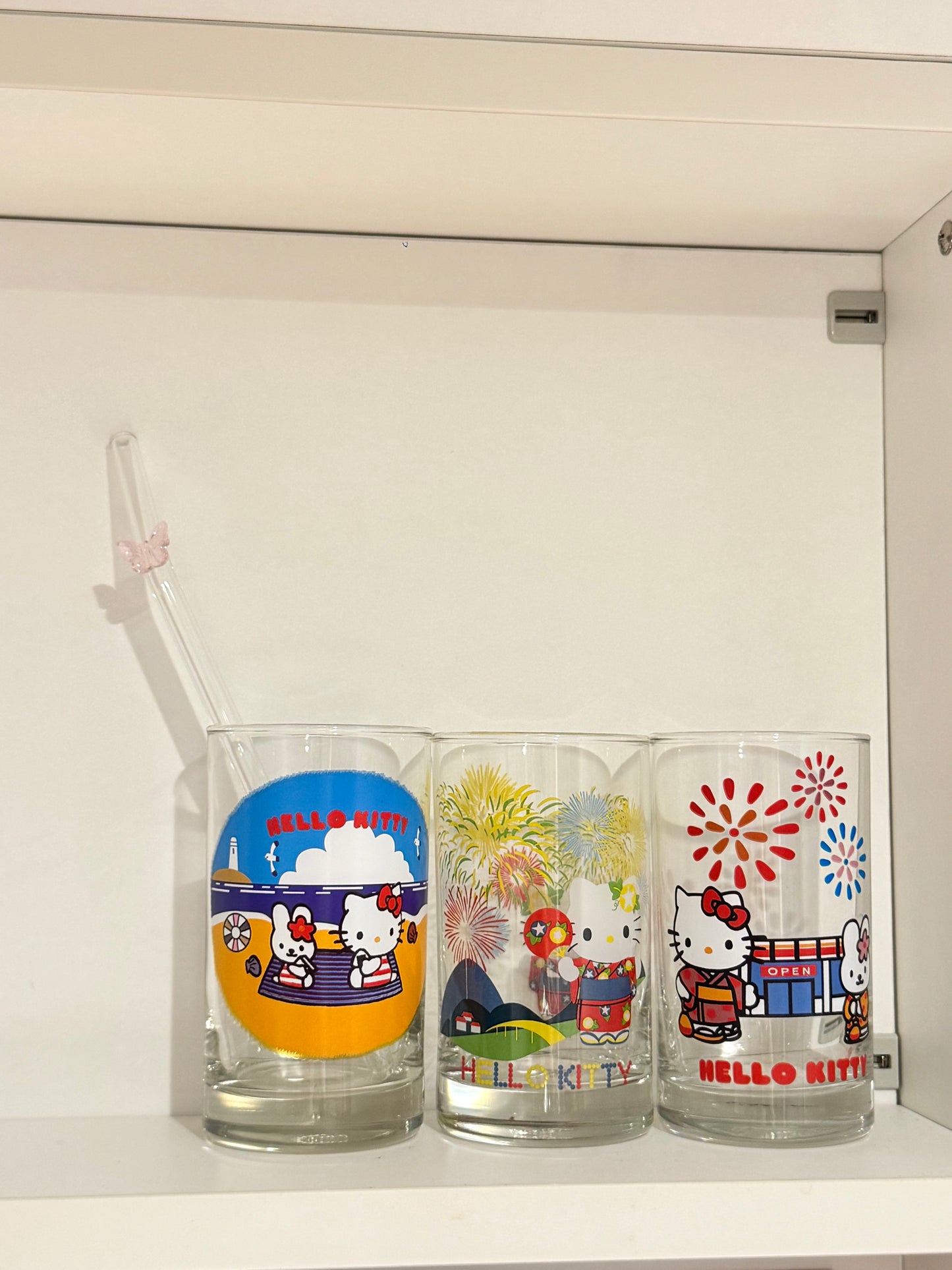 Hello Kitty Fireworks Glass Cup 🎆🐱