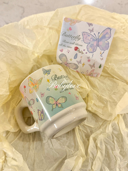 Gradient Butterfly Ceramic Mug – Sunshine Yellow