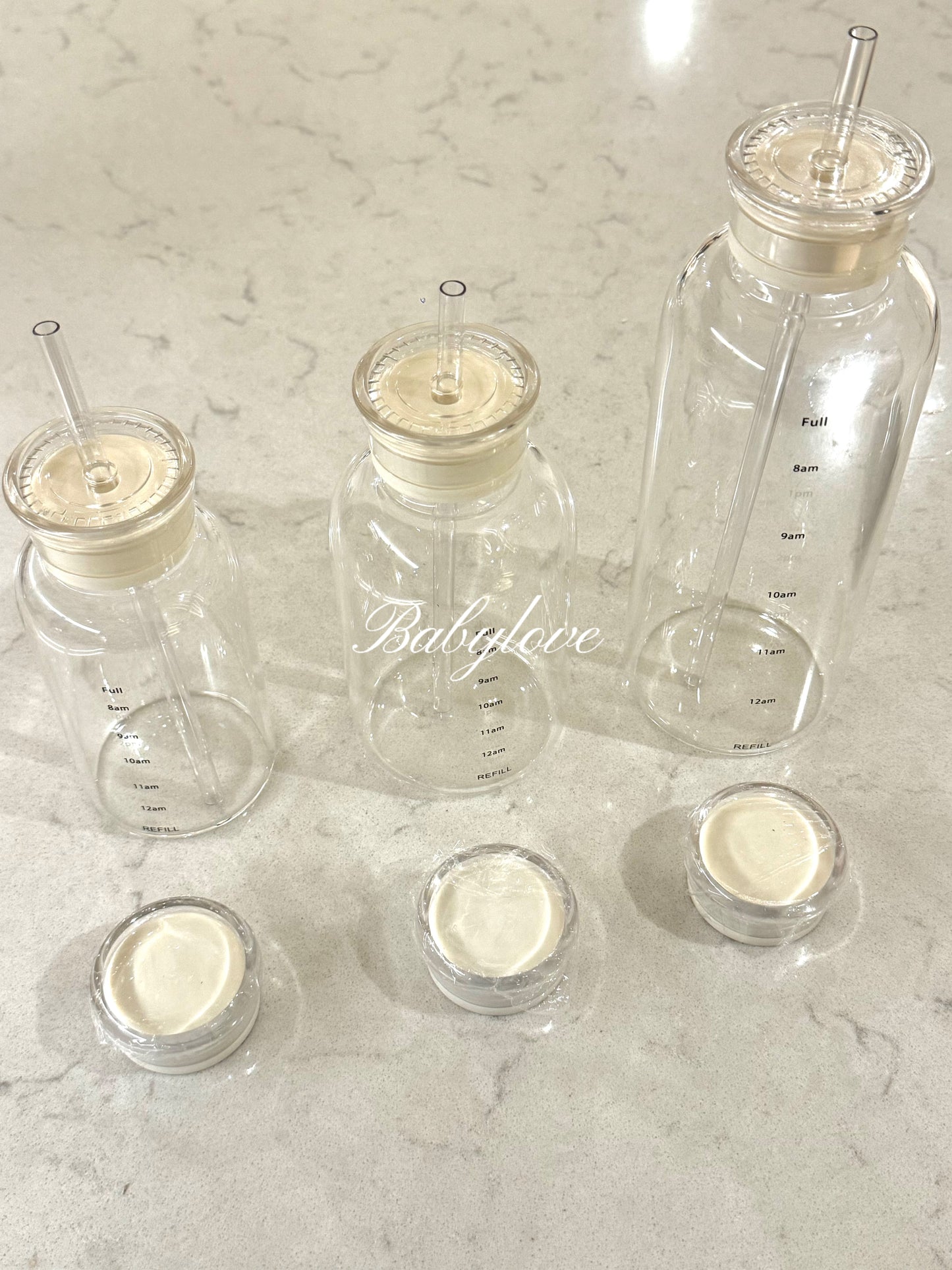 Glass Tumbler with Straw – 3 Sizes & Replaceable Lids 🥤✨