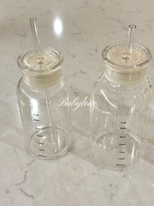 Glass Tumbler with Straw – 3 Sizes & Replaceable Lids 🥤✨