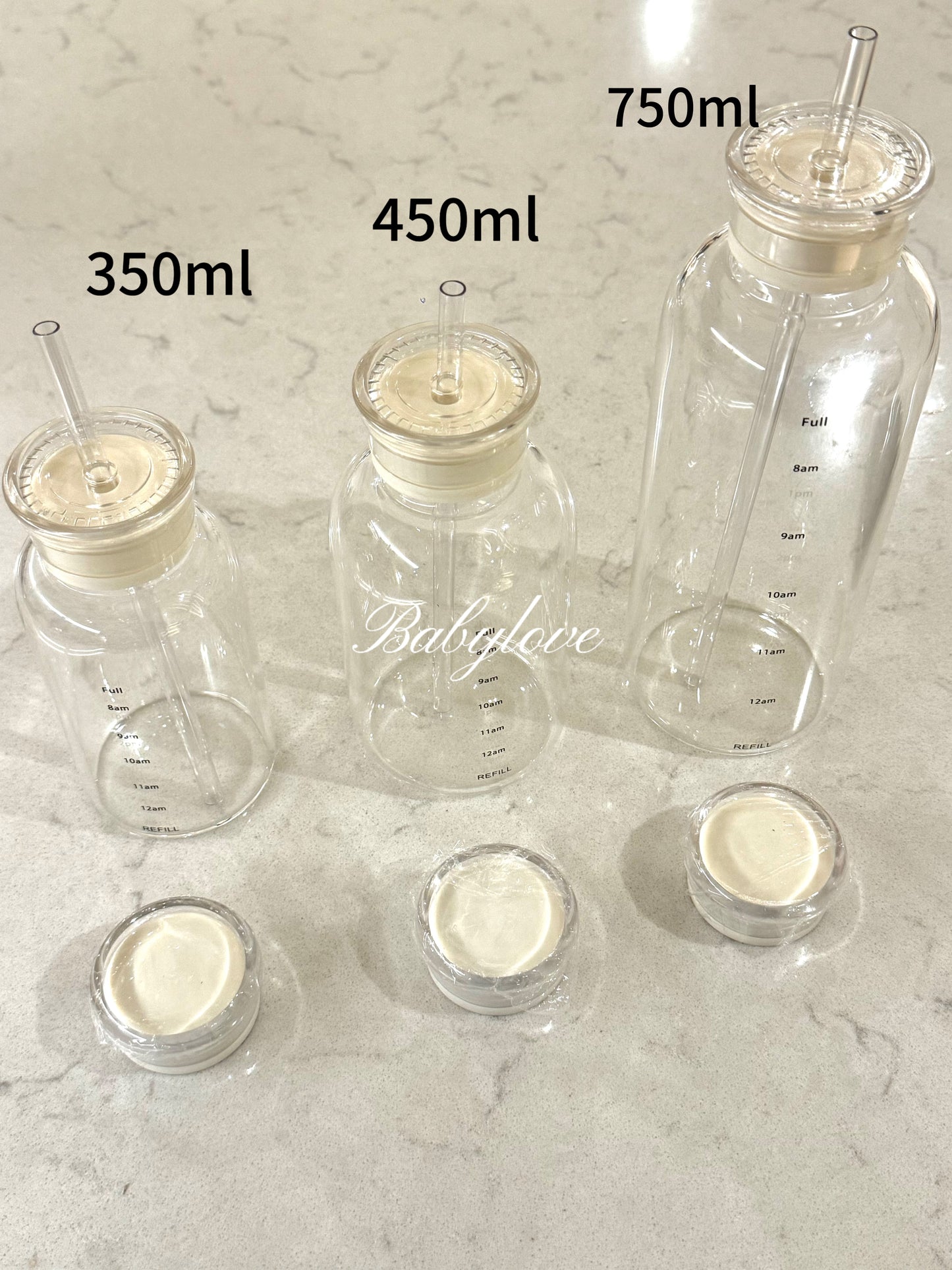 Glass Tumbler with Straw – 3 Sizes & Replaceable Lids 🥤✨