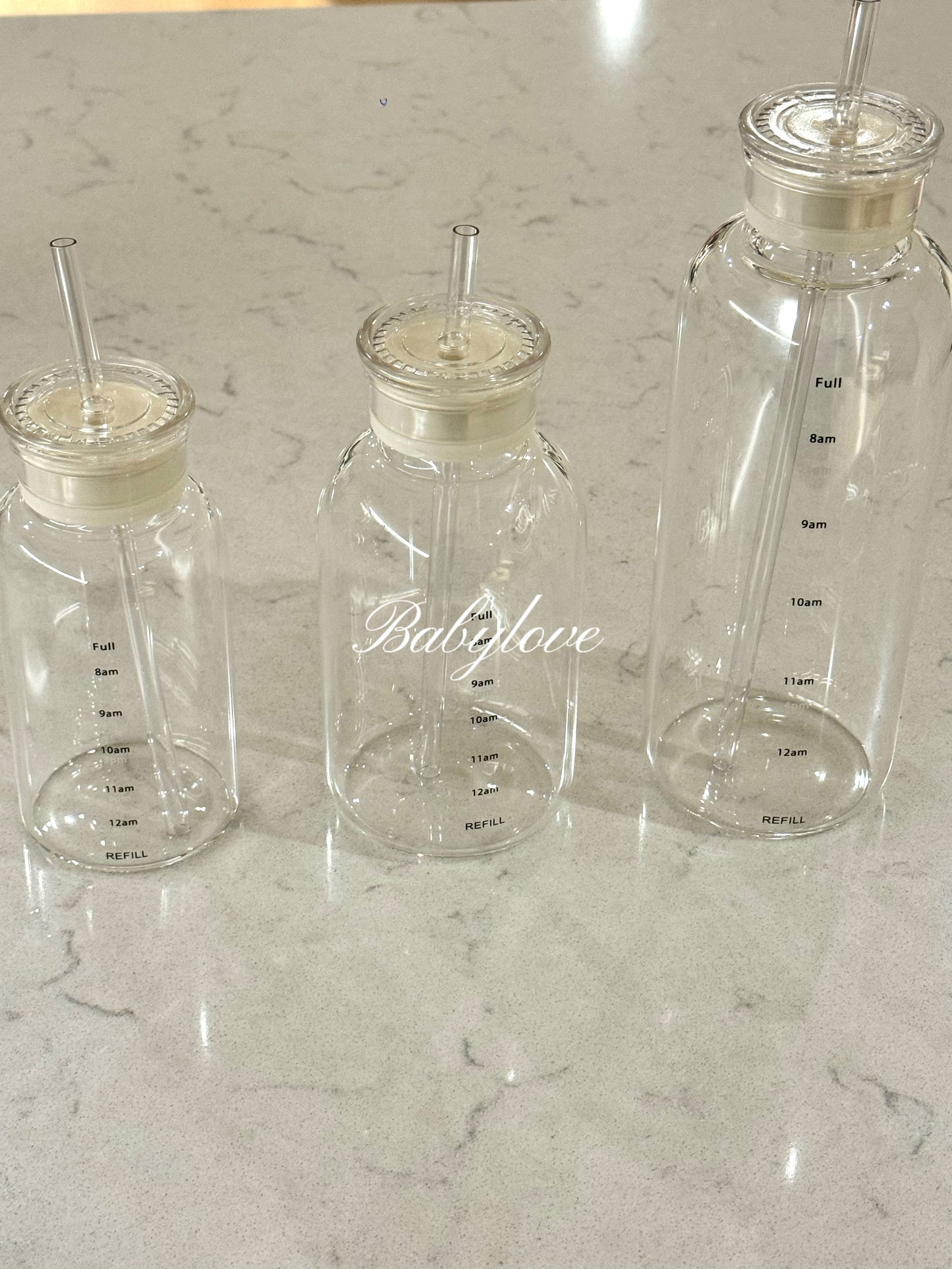 Glass Tumbler with Straw – 3 Sizes & Replaceable Lids 🥤✨
