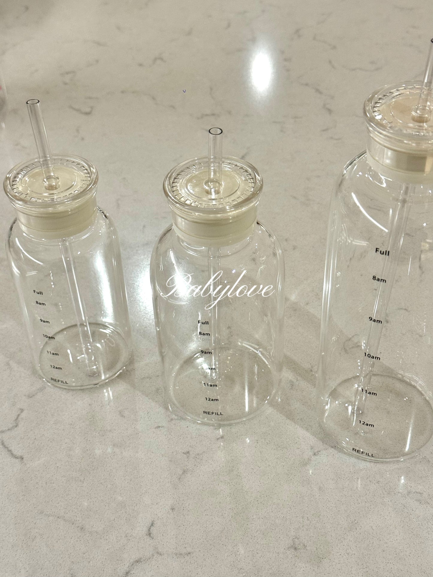 Glass Tumbler with Straw – 3 Sizes & Replaceable Lids 🥤✨