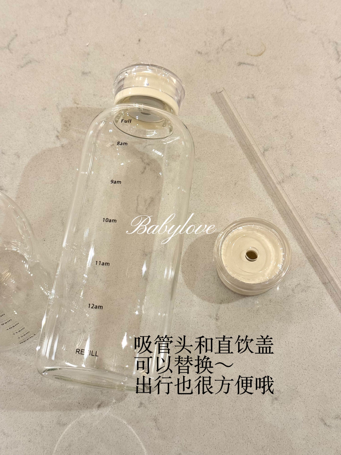 Glass Tumbler with Straw – 3 Sizes & Replaceable Lids 🥤✨