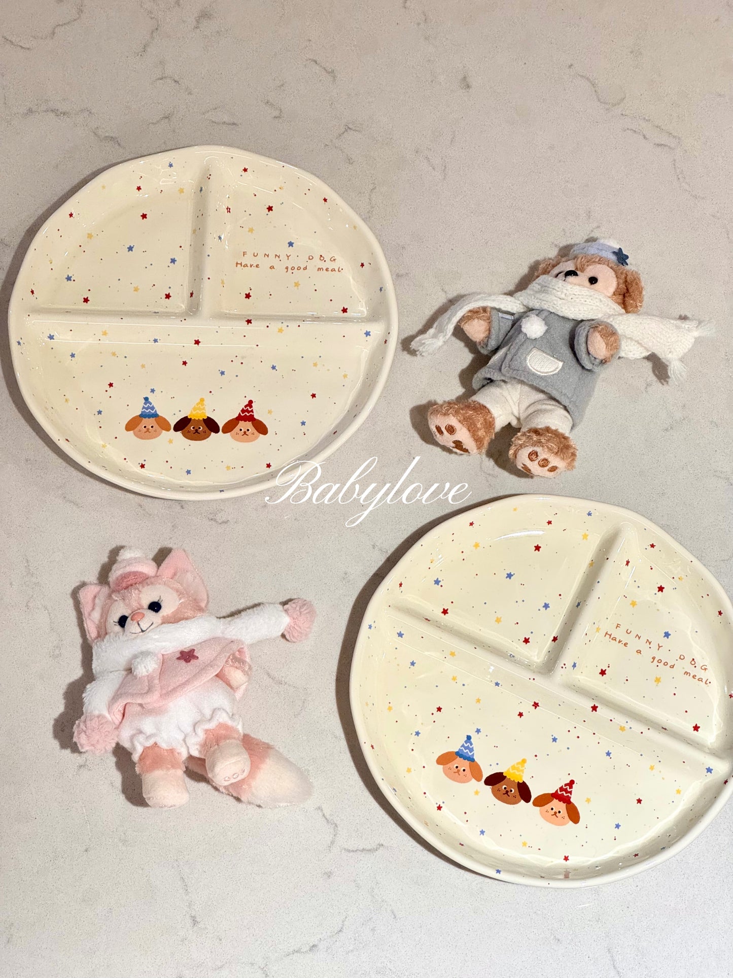 Cute Party Dog Divided Plate – Ceramic Sectioned Dinner Plate 🐶🎉🍽