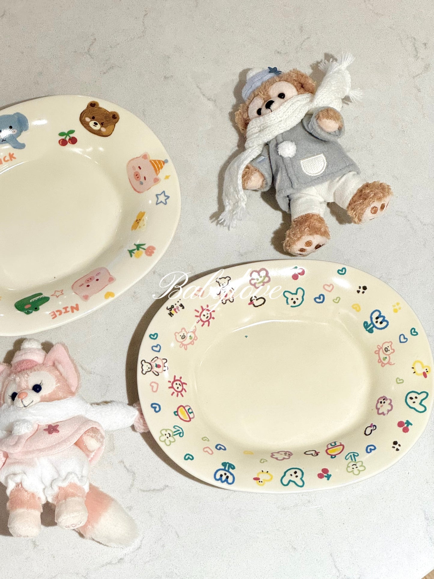 Cute Cartoon Ceramic Plate Set | Colorful Animal Pattern Designs