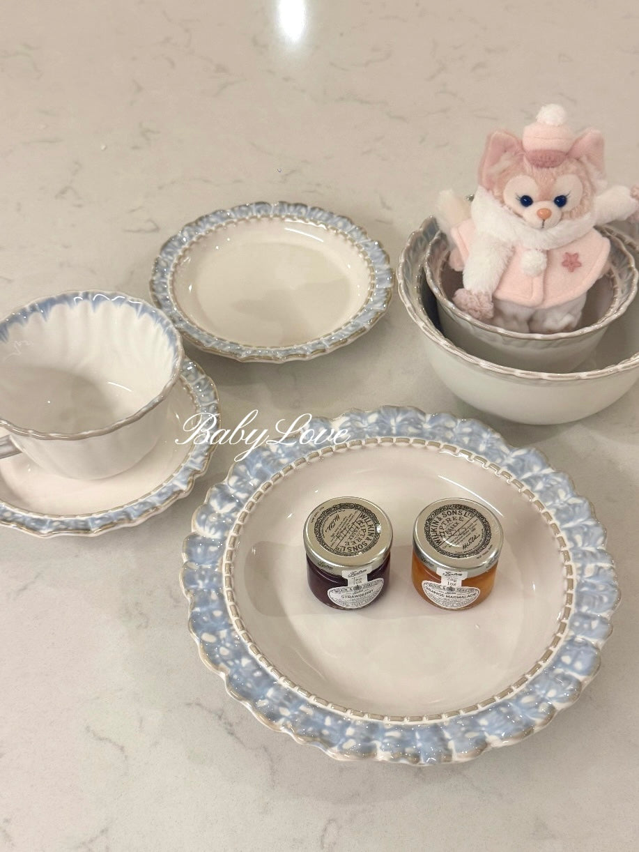 Vintage Blue Lace Ceramic Tableware Set