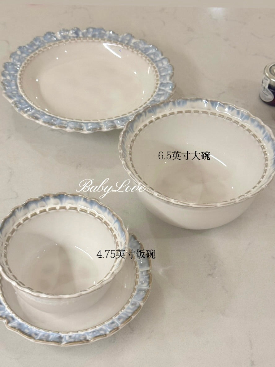 Vintage Blue Lace Ceramic Tableware Set