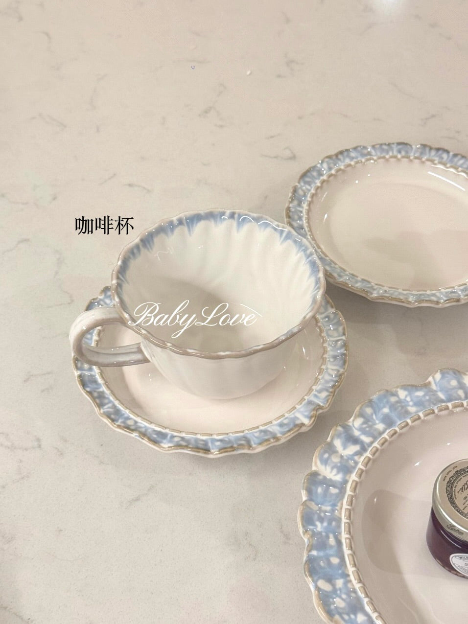 Vintage Blue Lace Ceramic Tableware Set