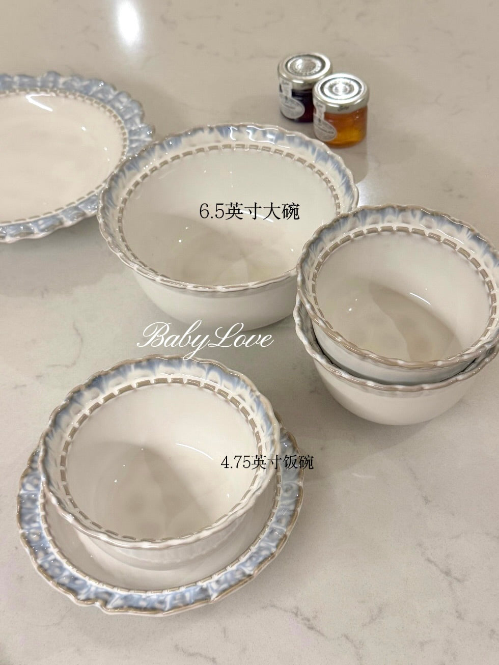 Vintage Blue Lace Ceramic Tableware Set