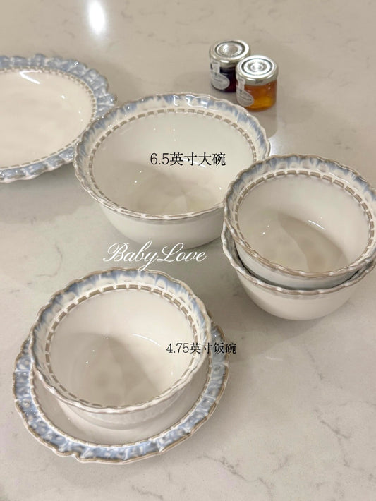 Vintage Blue Lace Ceramic Tableware Set