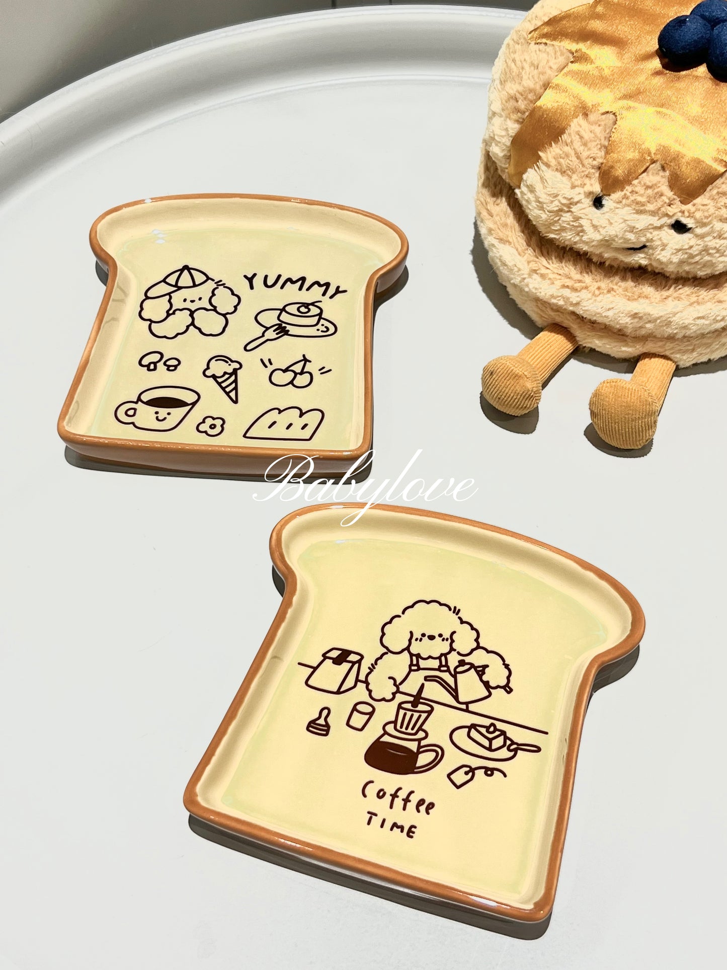 Cute Toast-Shaped Ceramic Plate – Yummy and Coffee Time Design 🍞☕🍳