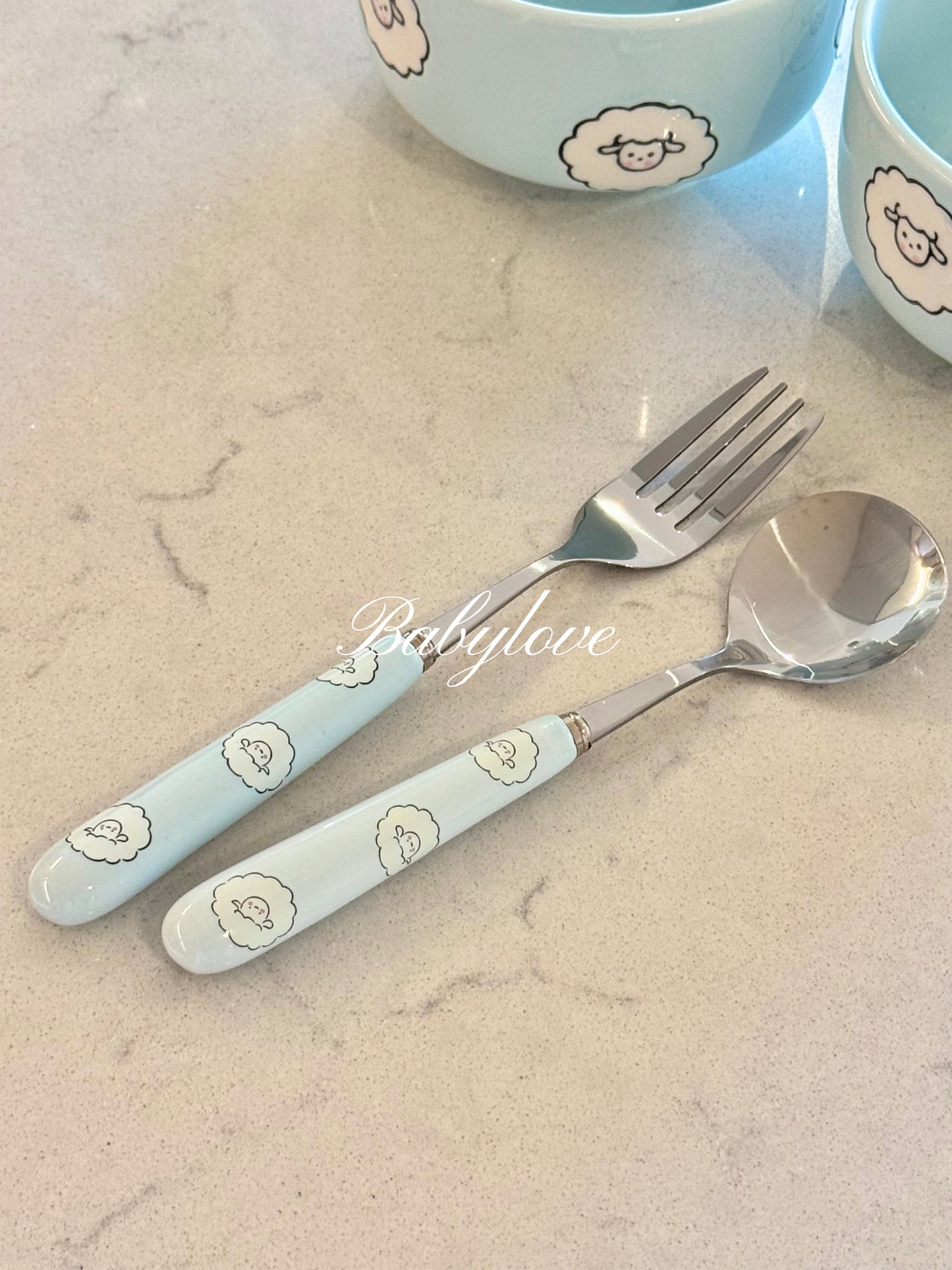 Pastel Blue Sheep Ceramic Tableware Set