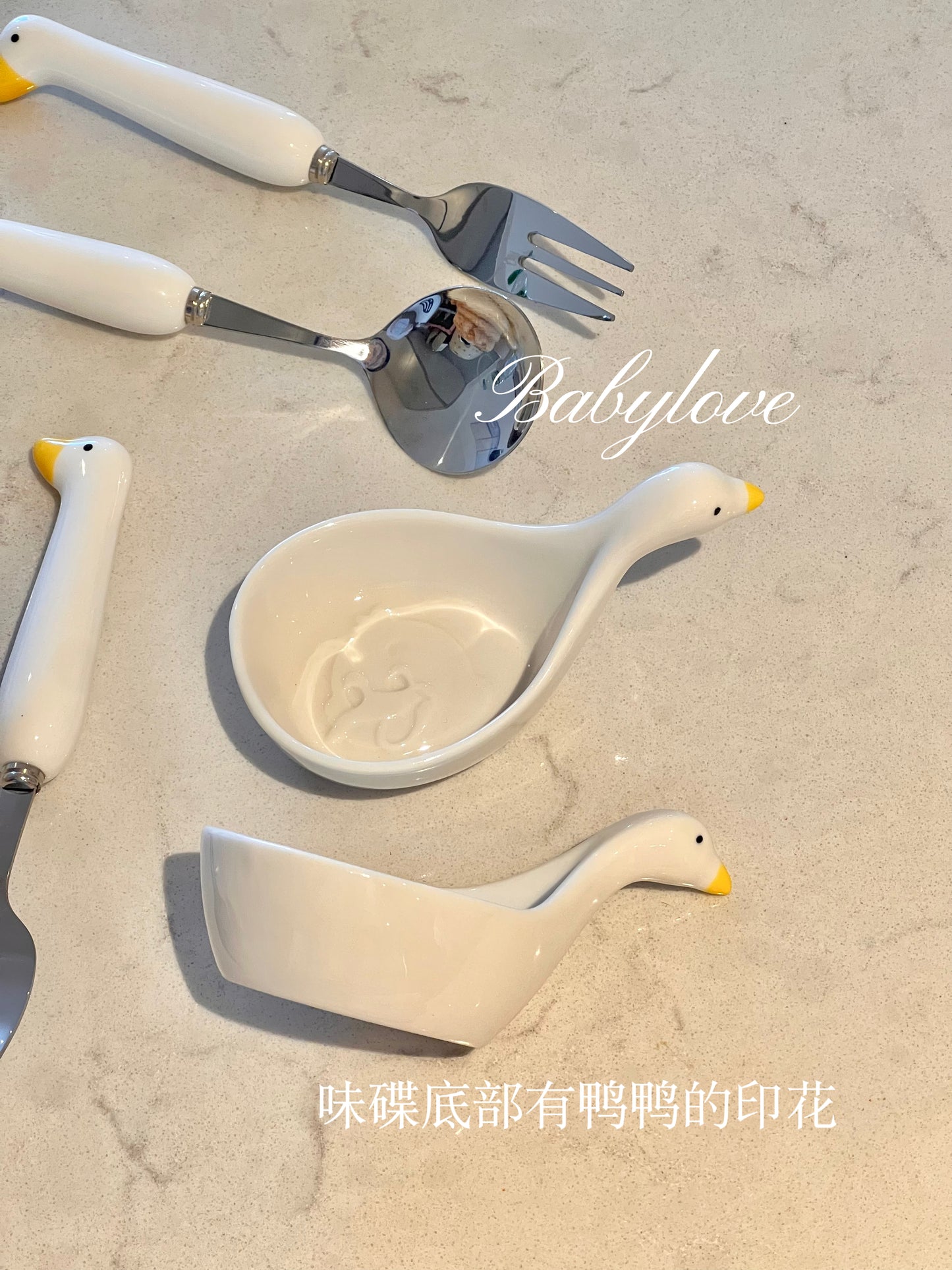 Goose Ceramic & Stainless Steel Cutlery Set 🦢✨