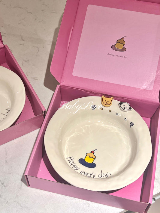 Happy Birthday Ceramic Plate – Gift Box Dessert Plate for Celebrations