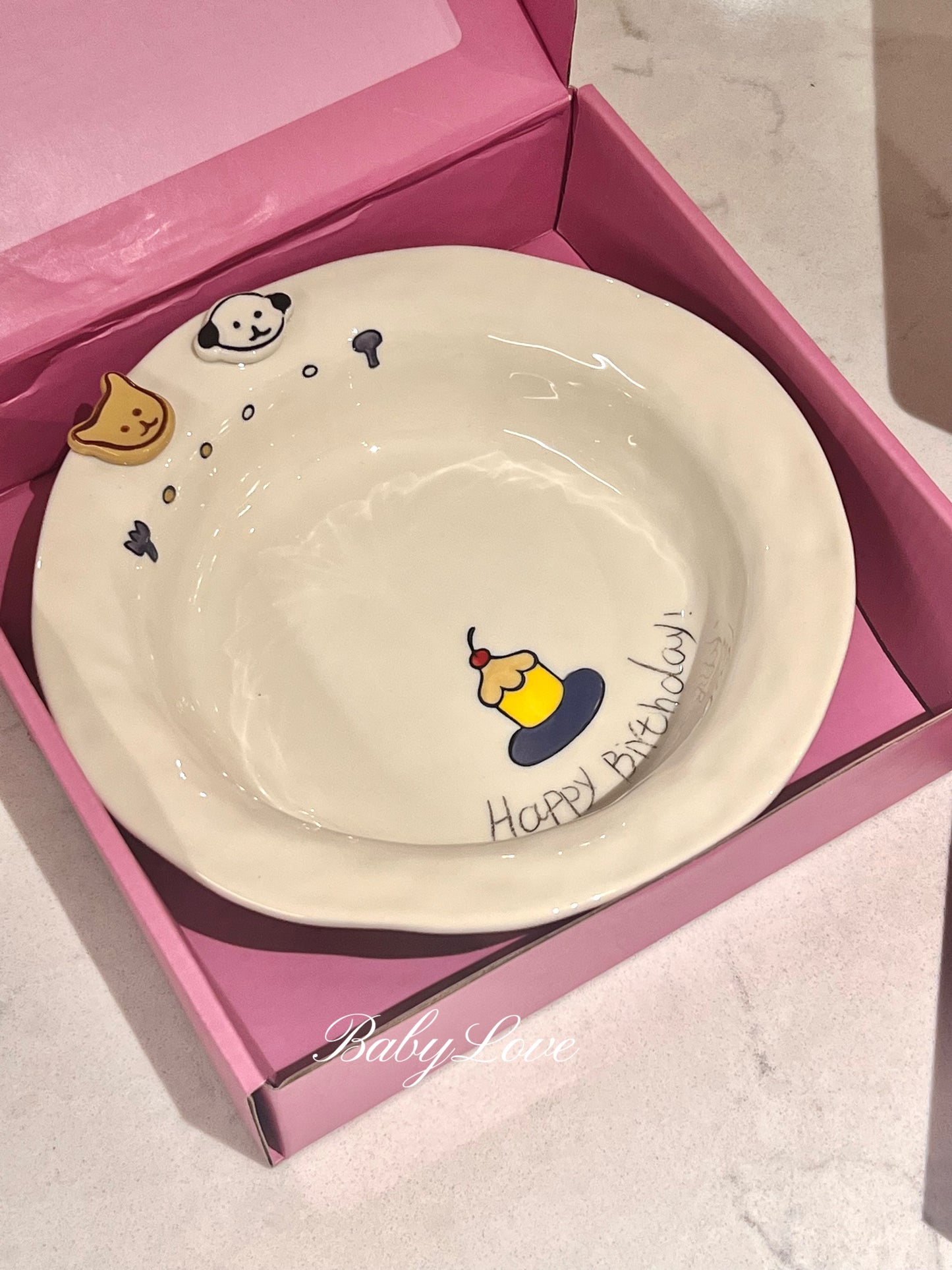 Happy Birthday Ceramic Plate – Gift Box Dessert Plate for Celebrations