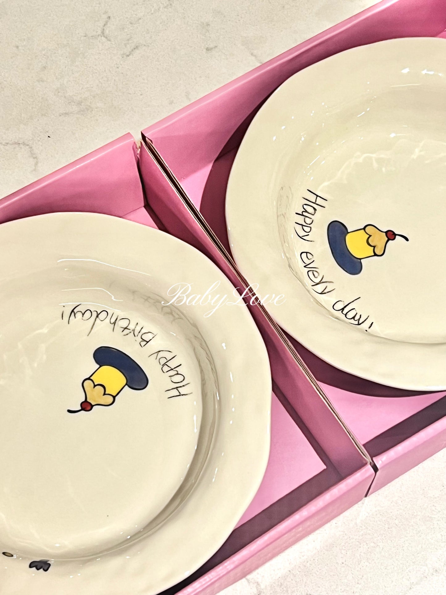 Happy Birthday Ceramic Plate – Gift Box Dessert Plate for Celebrations