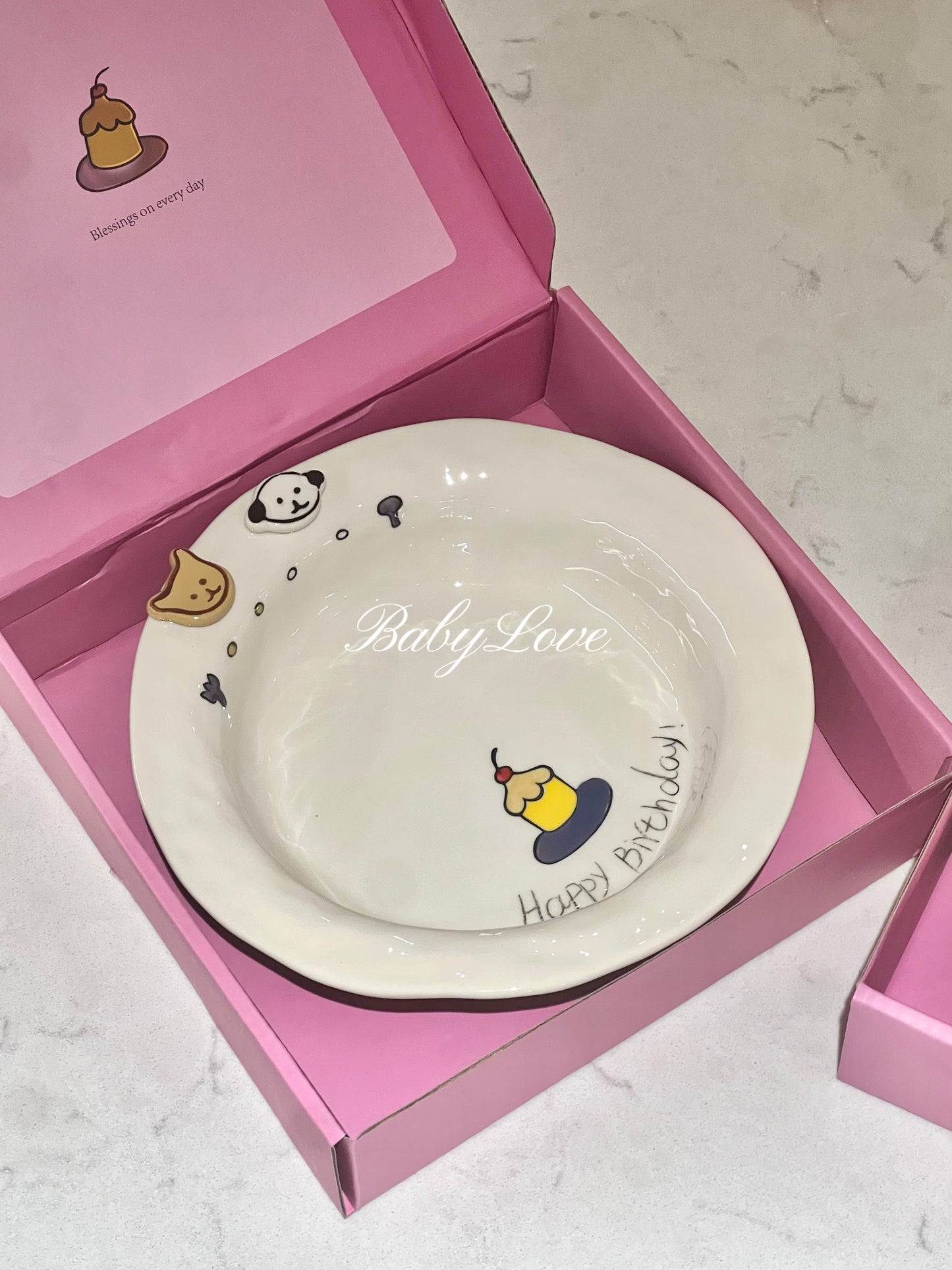 Happy Birthday Ceramic Plate – Gift Box Dessert Plate for Celebrations