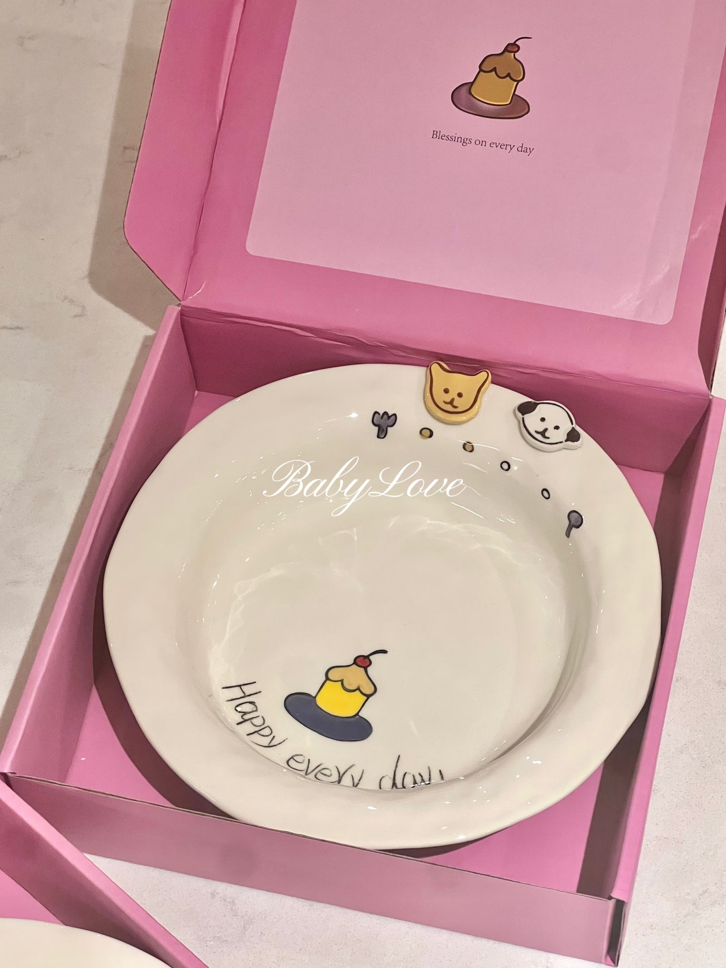 Happy Birthday Ceramic Plate – Gift Box Dessert Plate for Celebrations