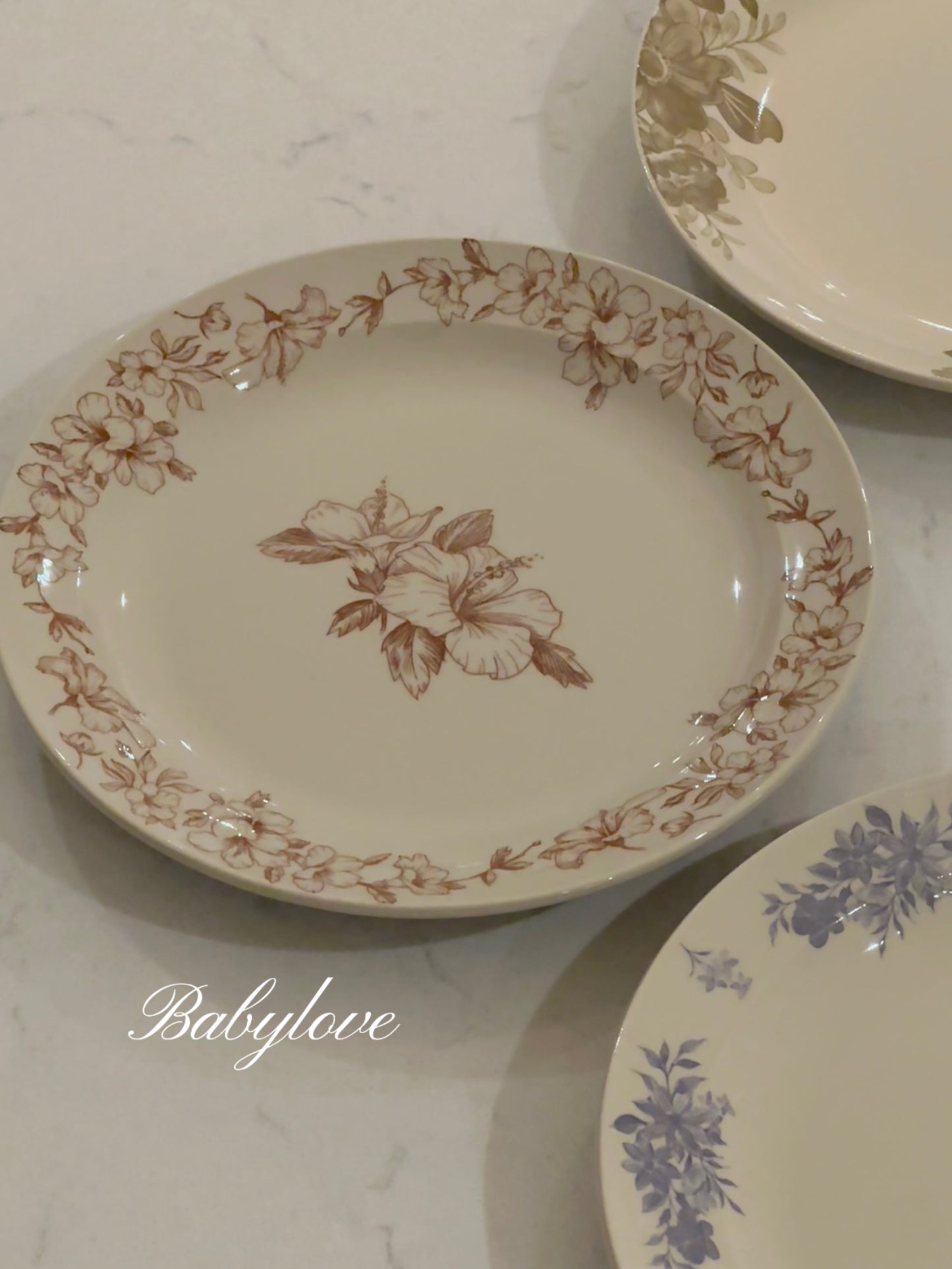Classic Vintage Floral Dinner Plate Set