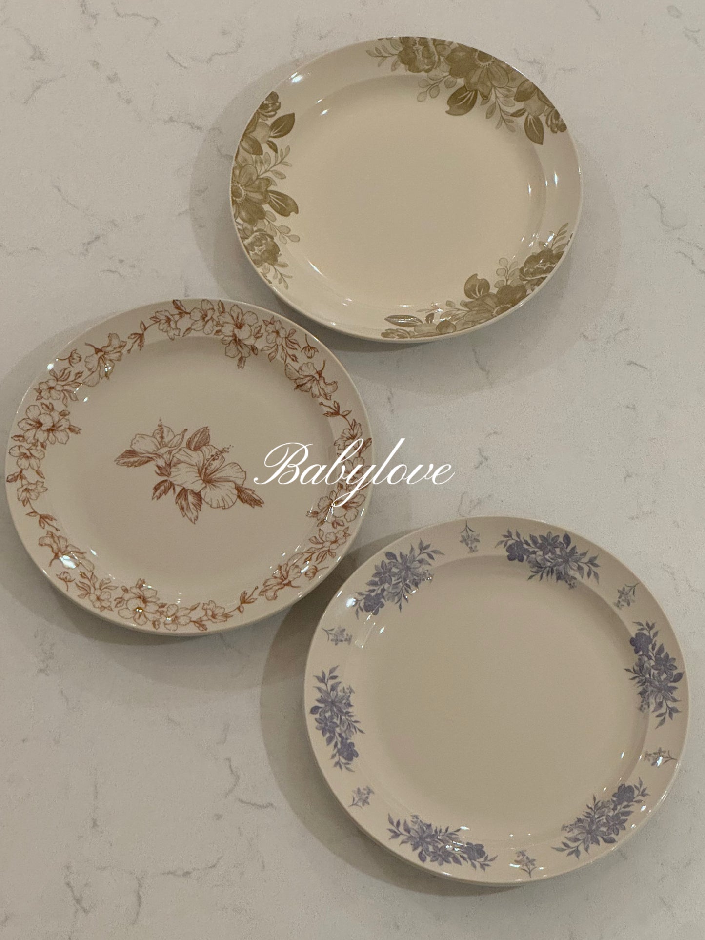 Classic Vintage Floral Dinner Plate Set