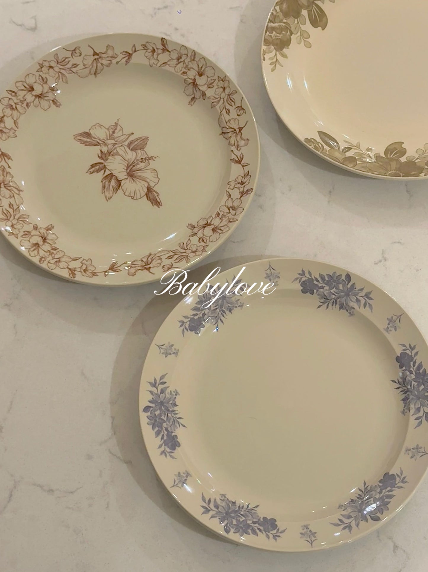 Classic Vintage Floral Dinner Plate Set