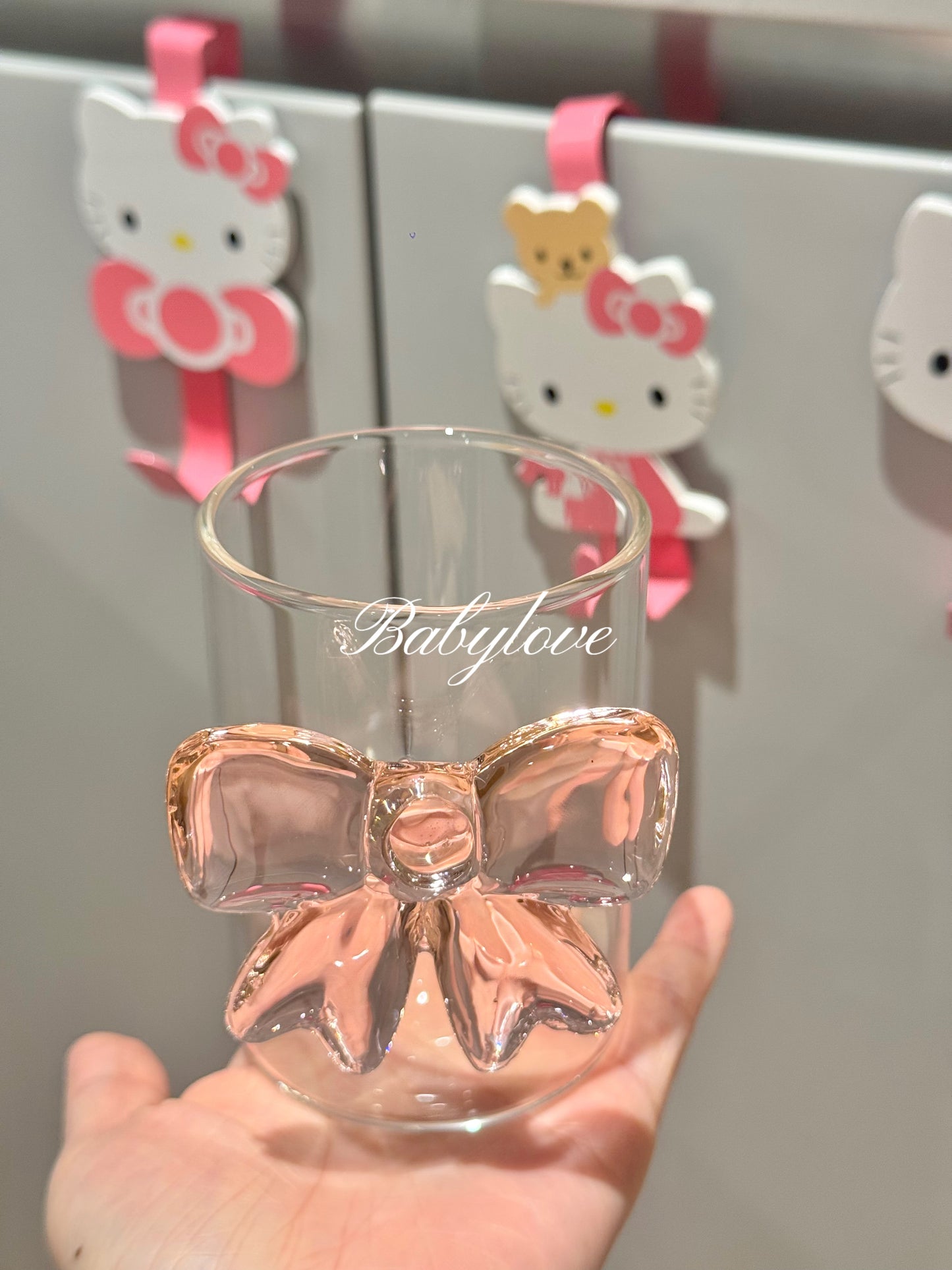 Pink Bow Glass Cup – Elegant 3D Ribbon Design for Drinks and Desserts