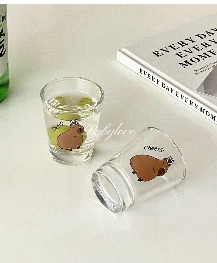 Cute Animal Shot Glass Set – Cheers! Dachshund and Capybara Design