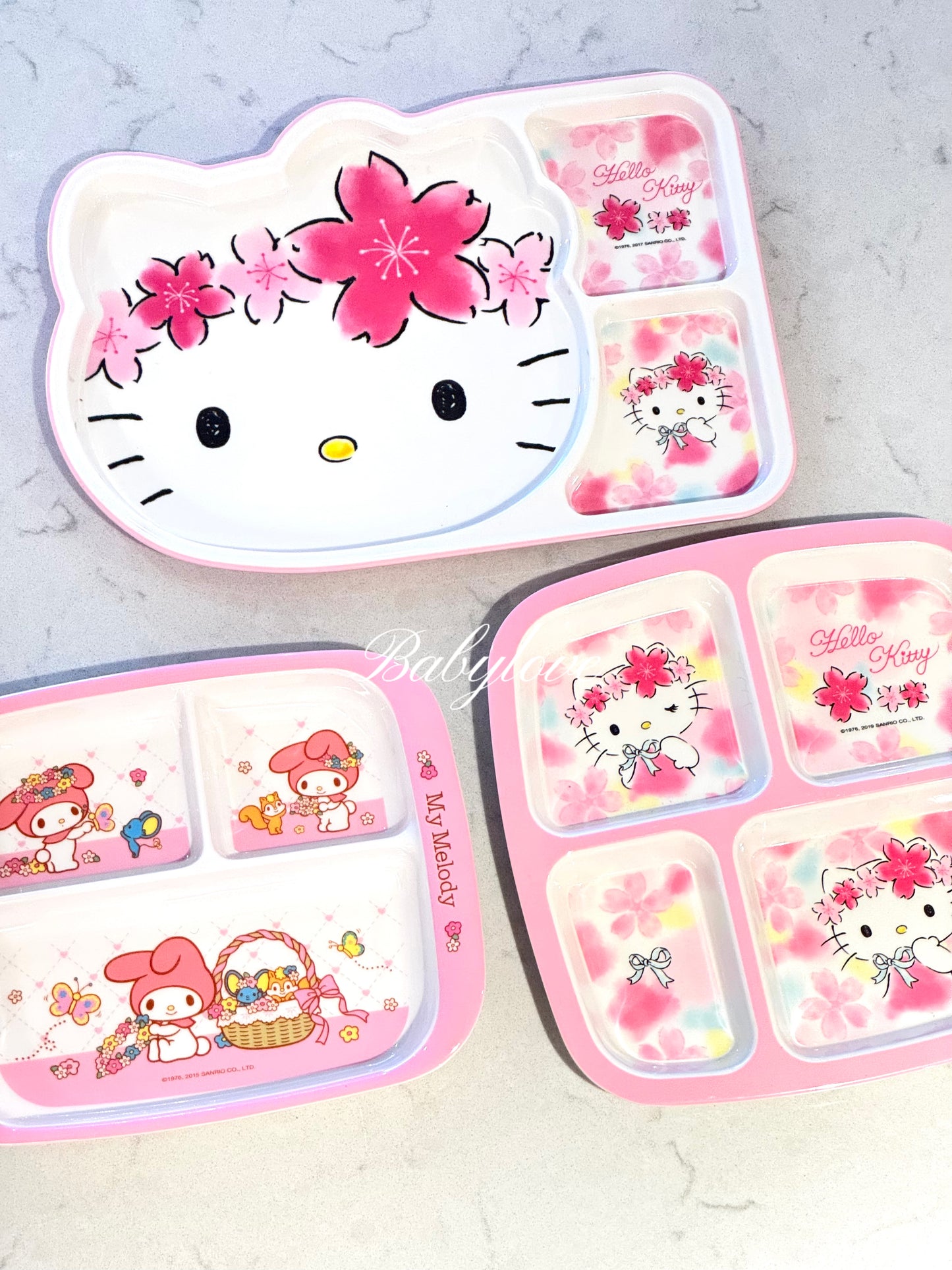Cute Sanrio Compartment Plate – Hello Kitty & My Melody | Food-Grade Resin