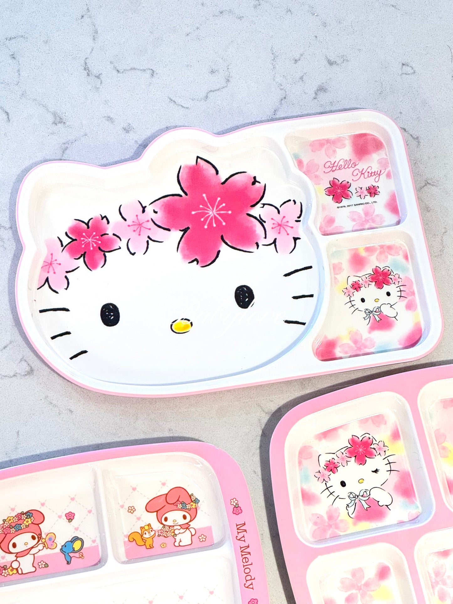 Cute Sanrio Compartment Plate – Hello Kitty & My Melody | Food-Grade Resin