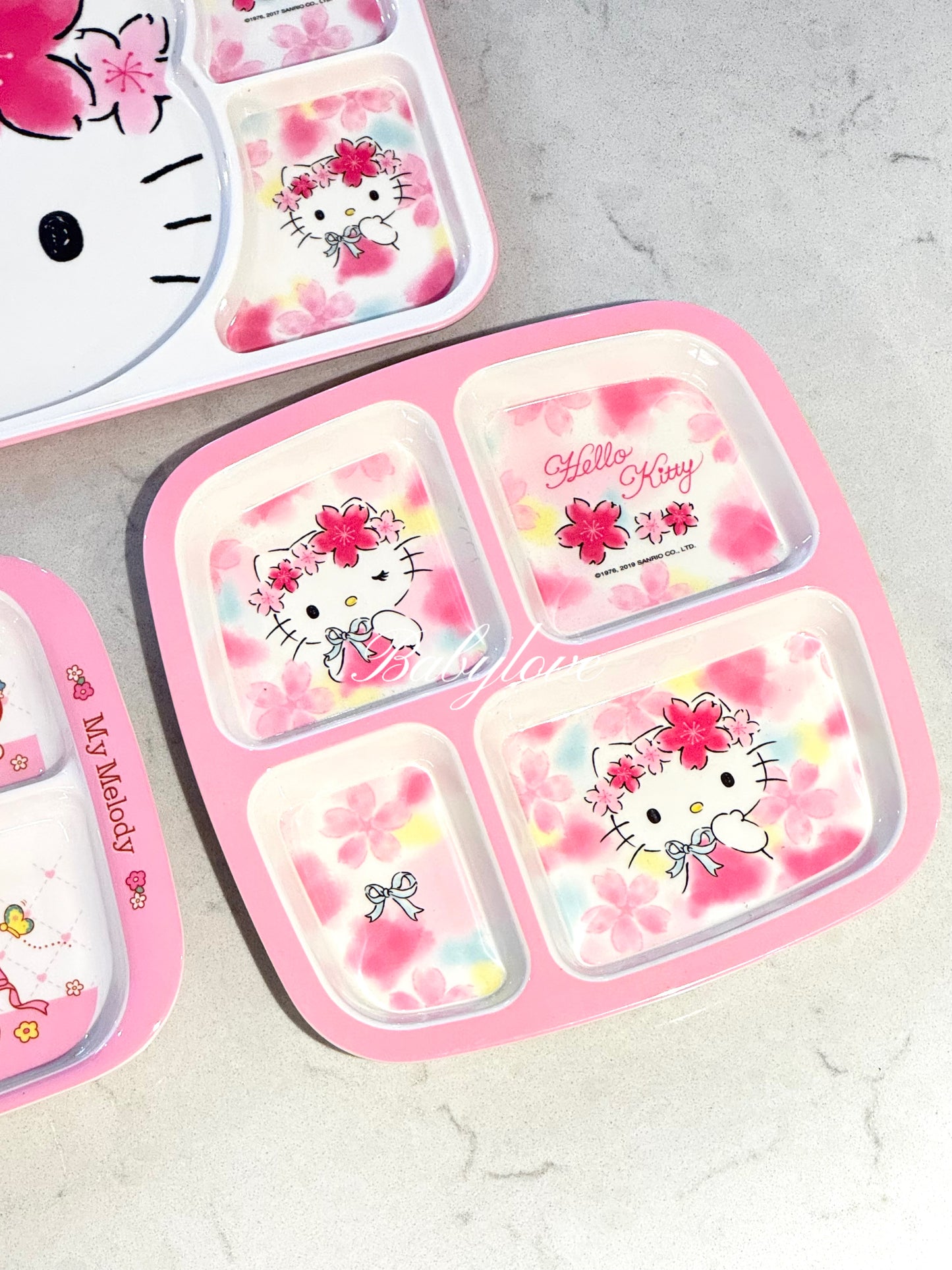 Cute Sanrio Compartment Plate – Hello Kitty & My Melody | Food-Grade Resin