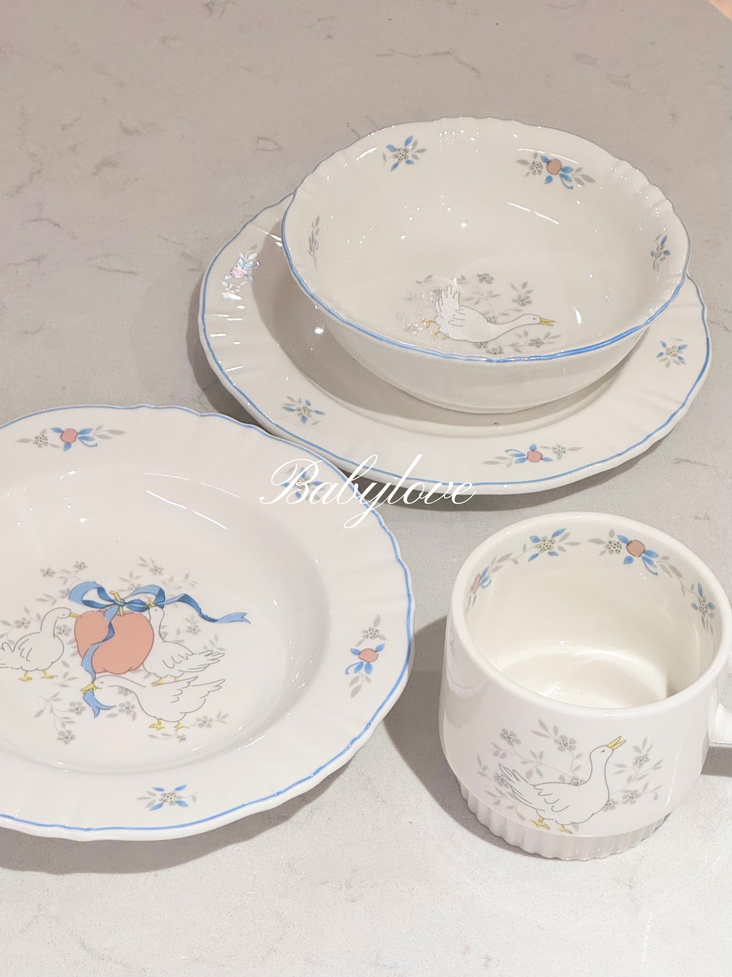 Goose and Floral Ceramic Tableware Set