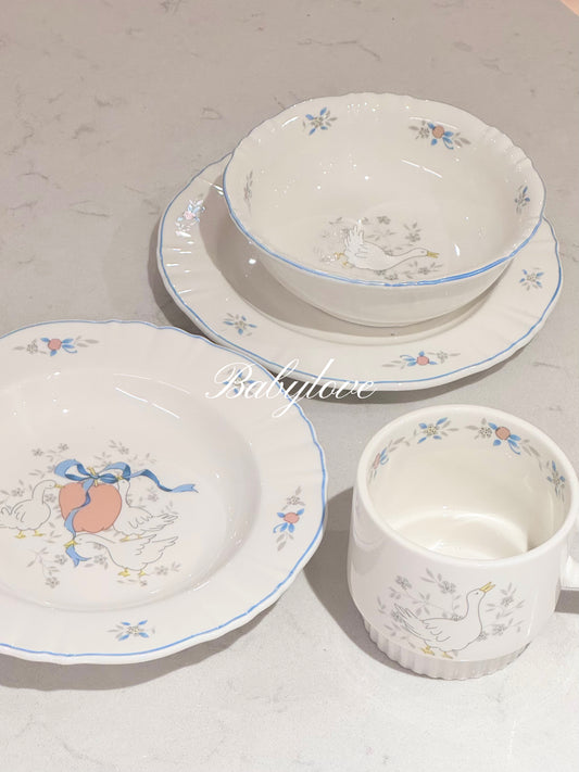 Goose and Floral Ceramic Tableware Set