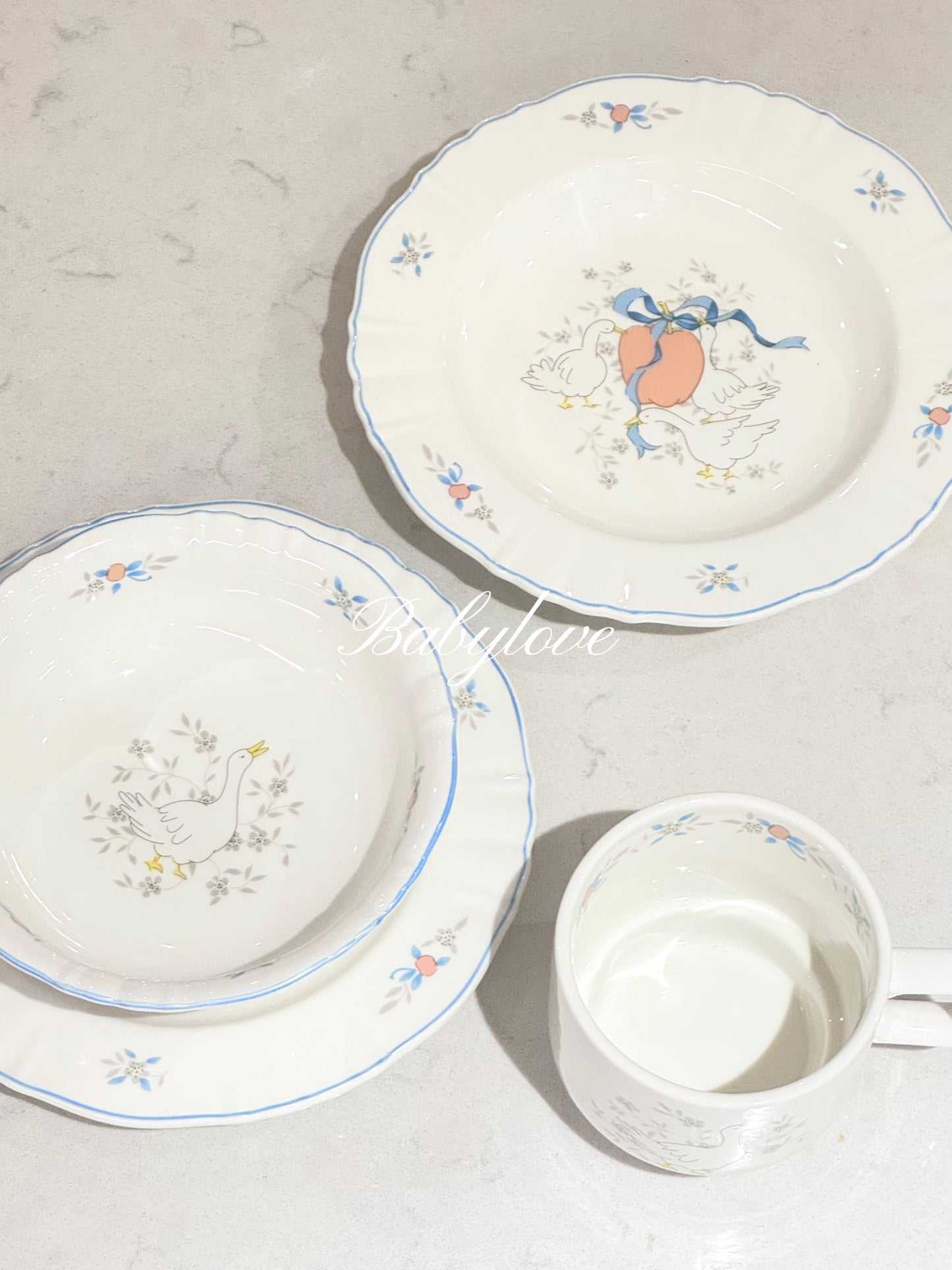 Goose and Floral Ceramic Tableware Set