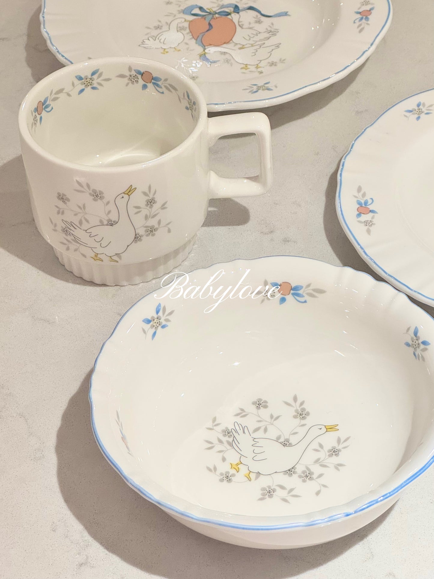 Goose and Floral Ceramic Tableware Set