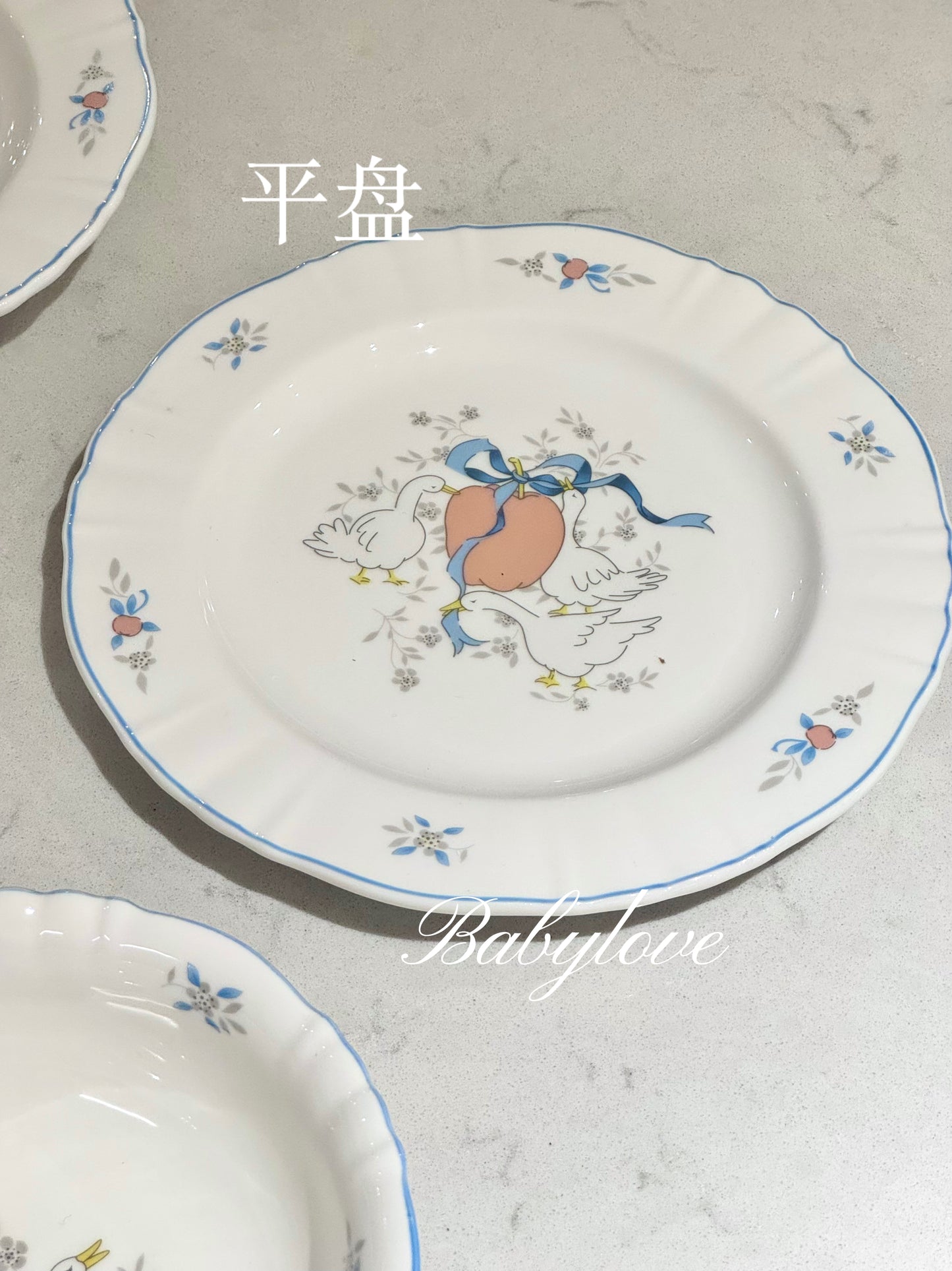 Goose and Floral Ceramic Tableware Set