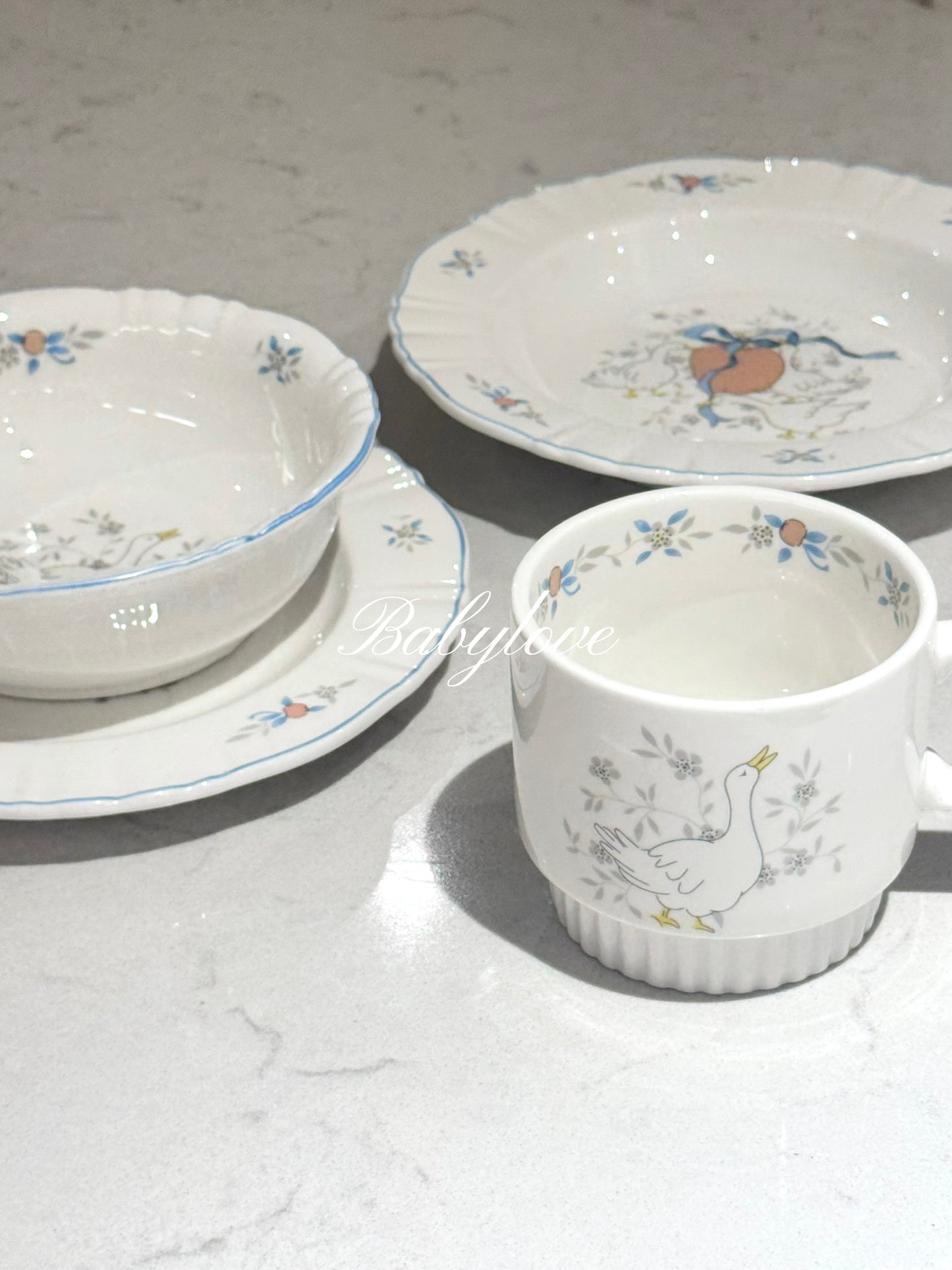 Goose and Floral Ceramic Tableware Set